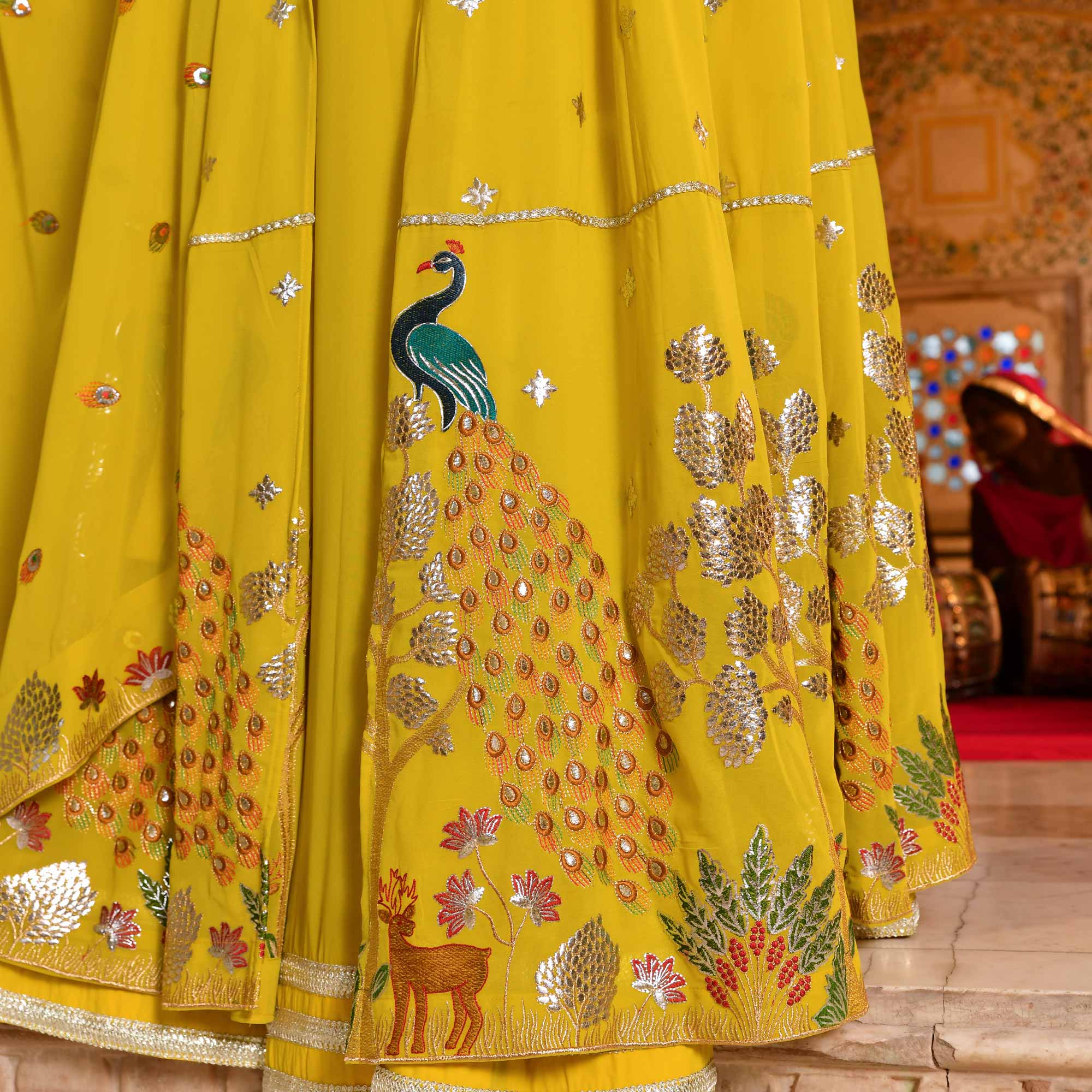 Shahzadi-Imperial Lime Embroidered Cape Set