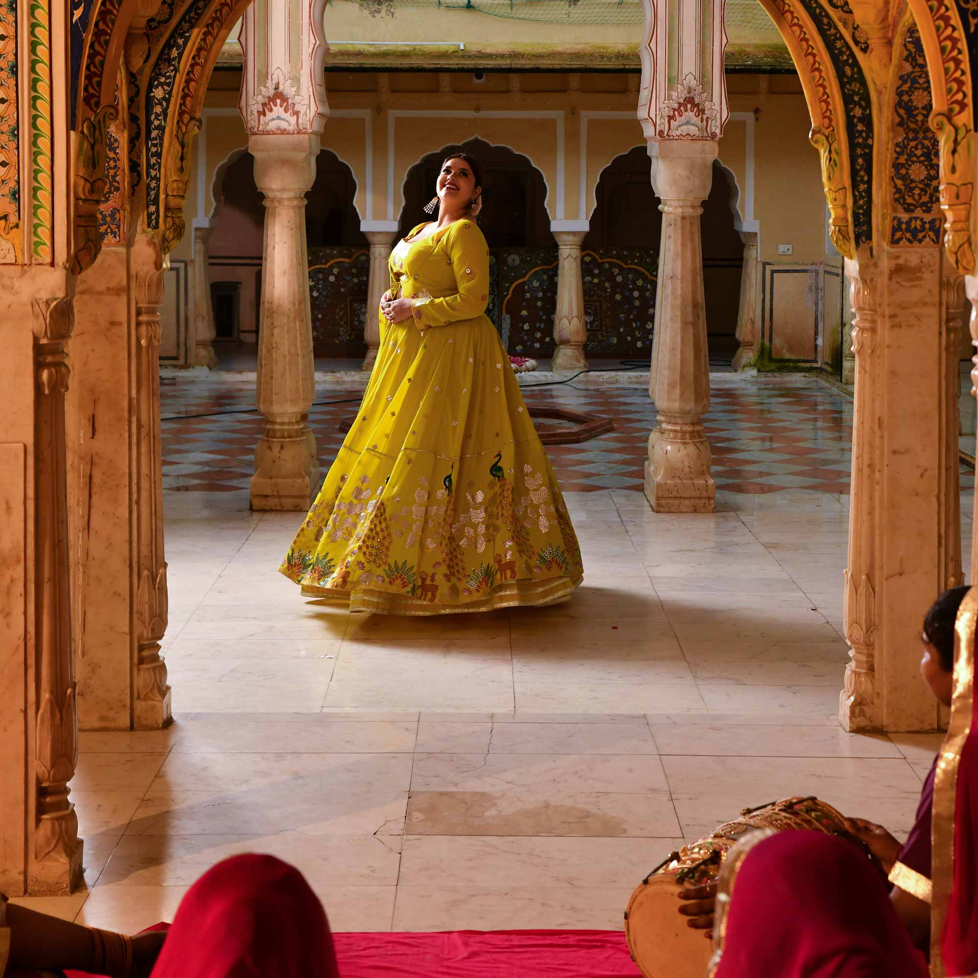 Shahzadi-Imperial Lime Embroidered Cape Set