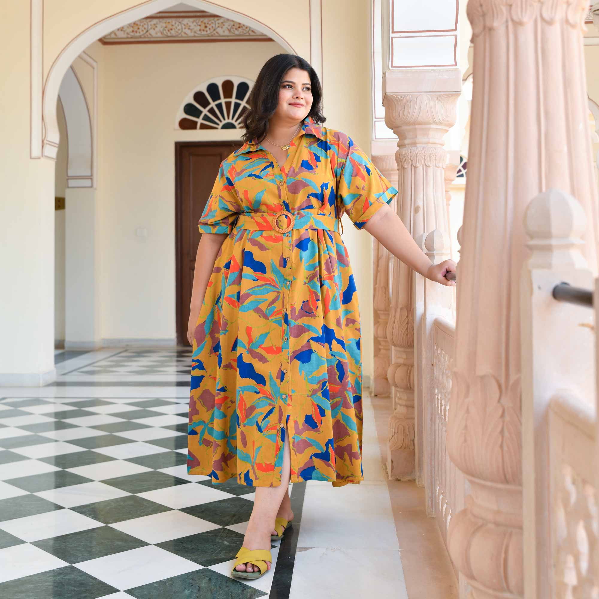 Pina Colada Tropical print Cotton Dress