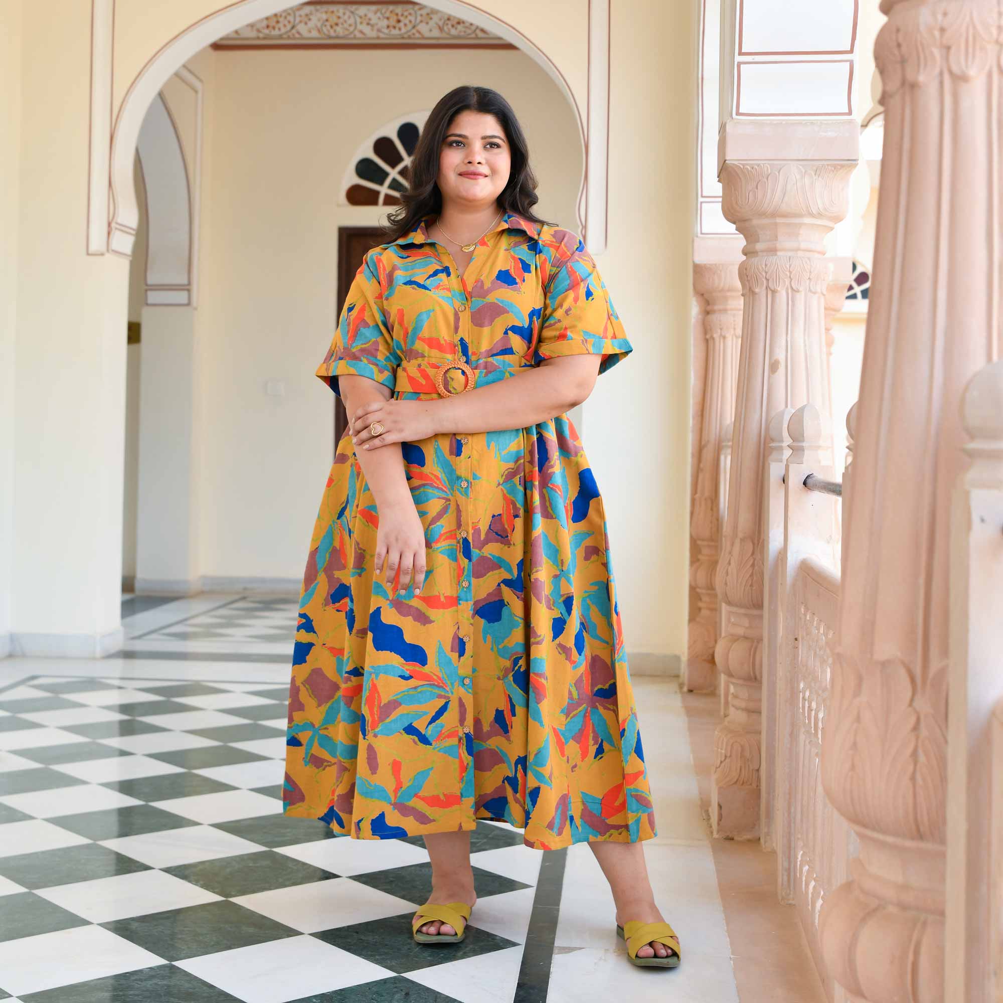 Pina Colada Tropical print Cotton Dress