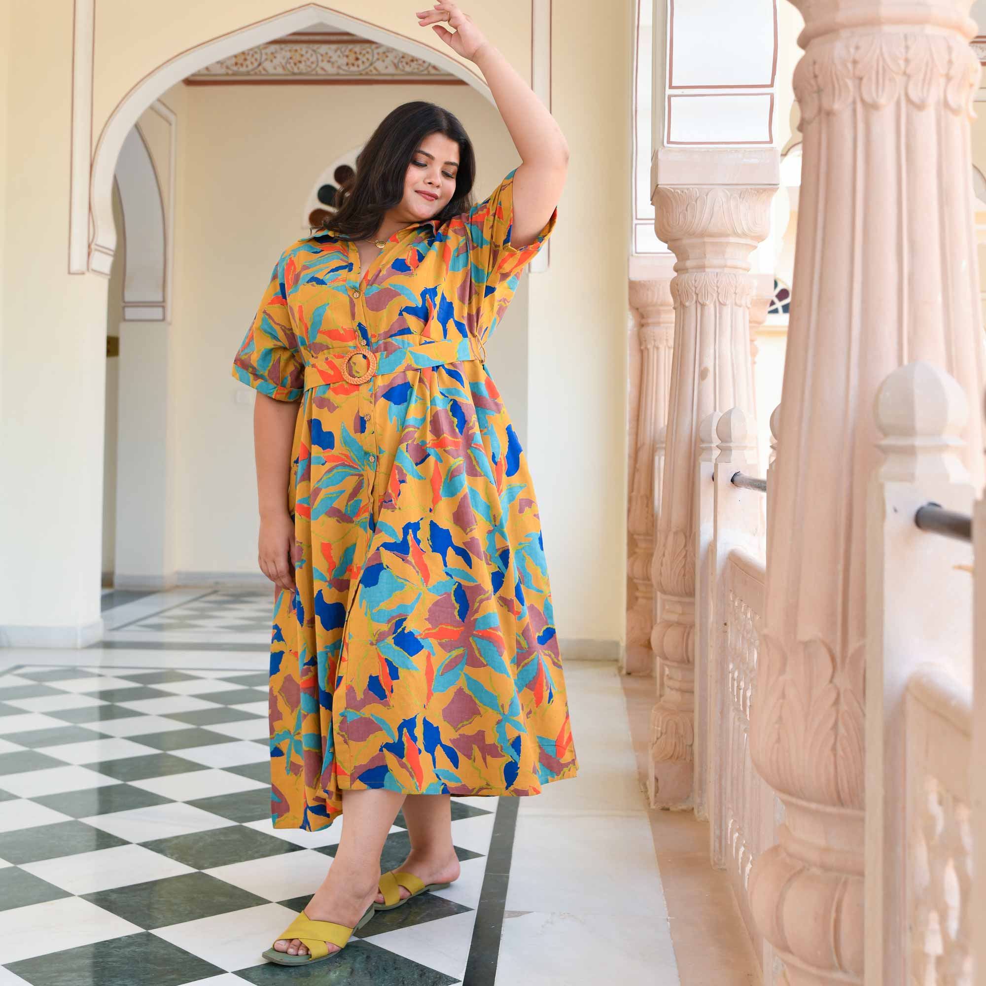 Pina Colada Tropical print Cotton Dress