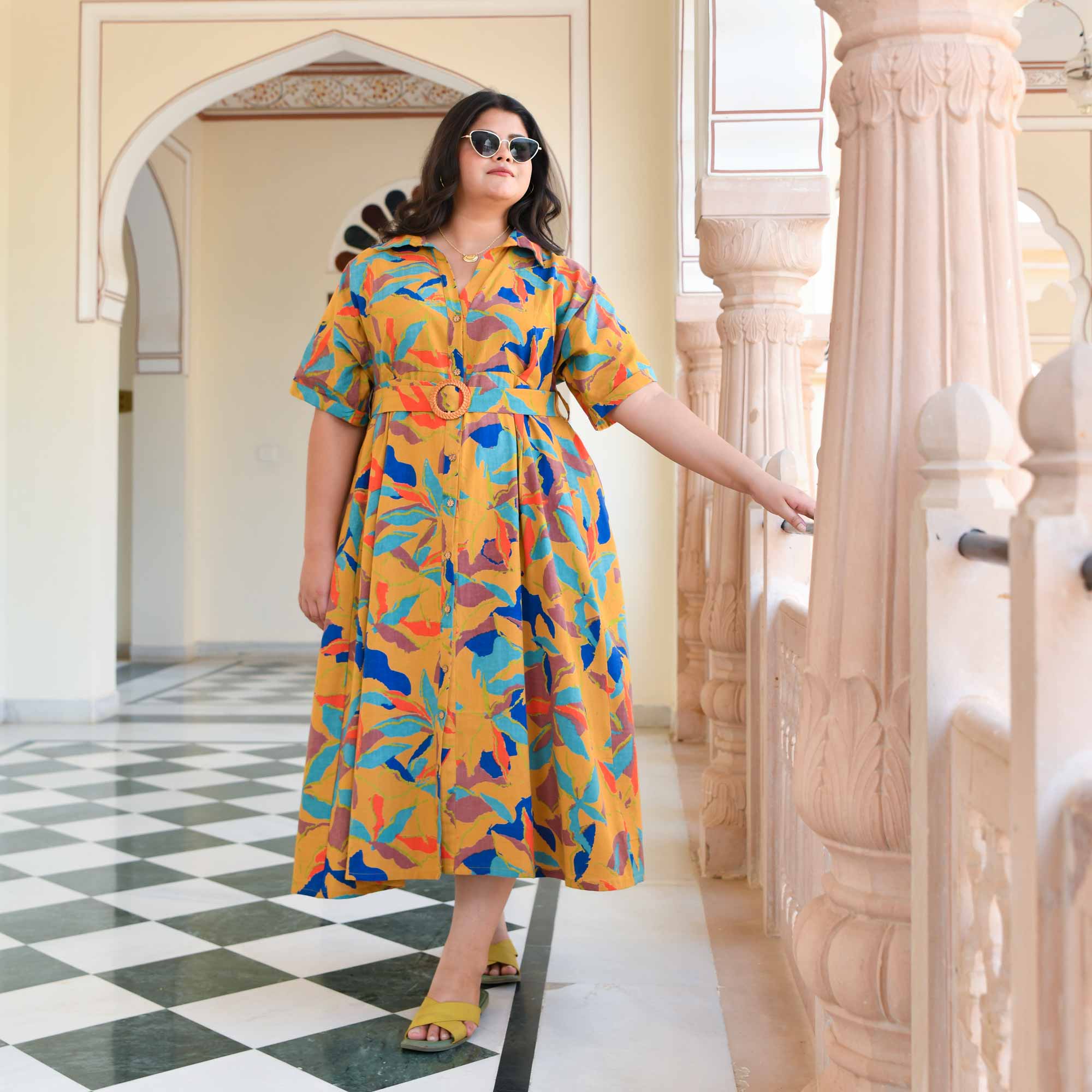 Pina Colada Tropical print Cotton Dress