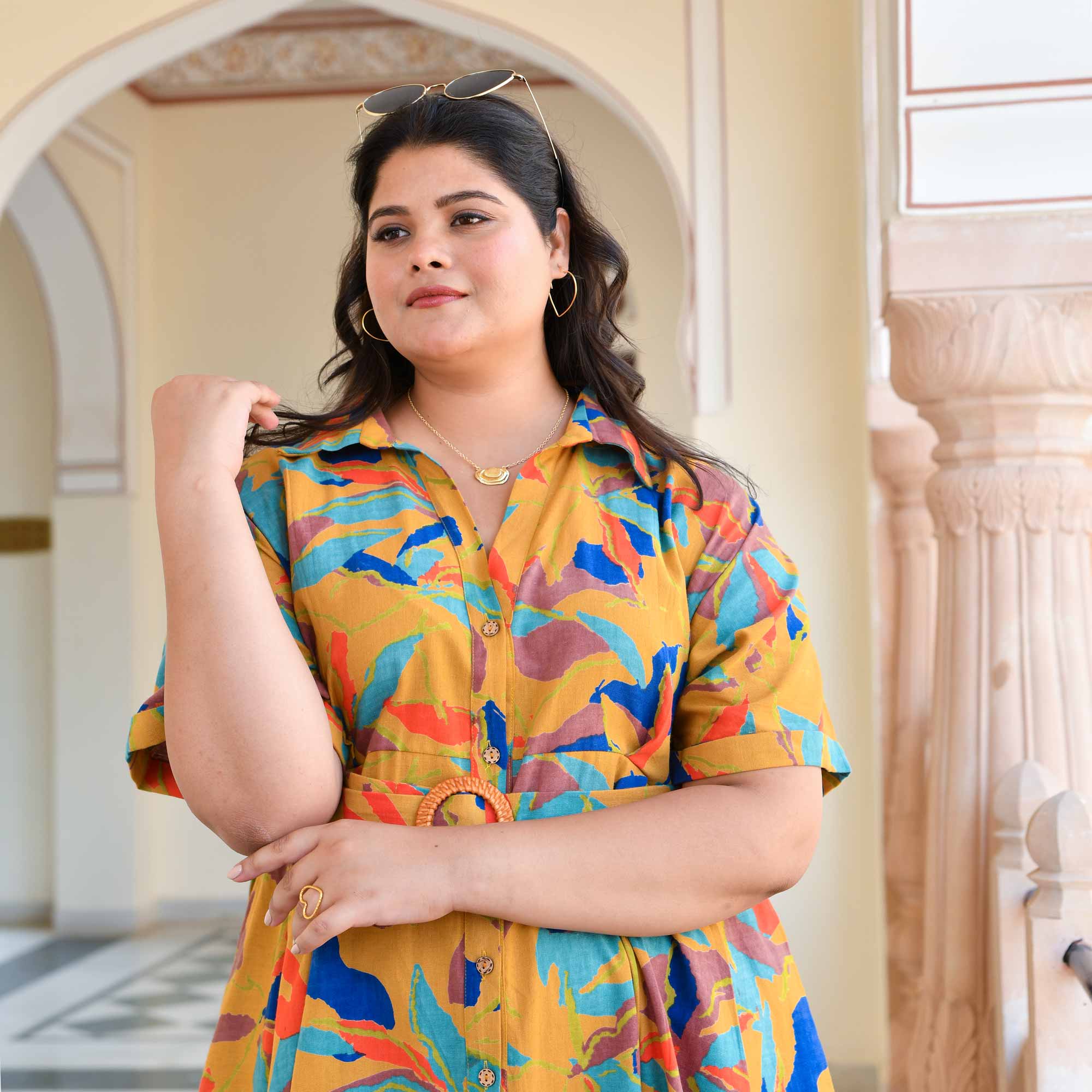 Pina Colada Tropical print Cotton Dress