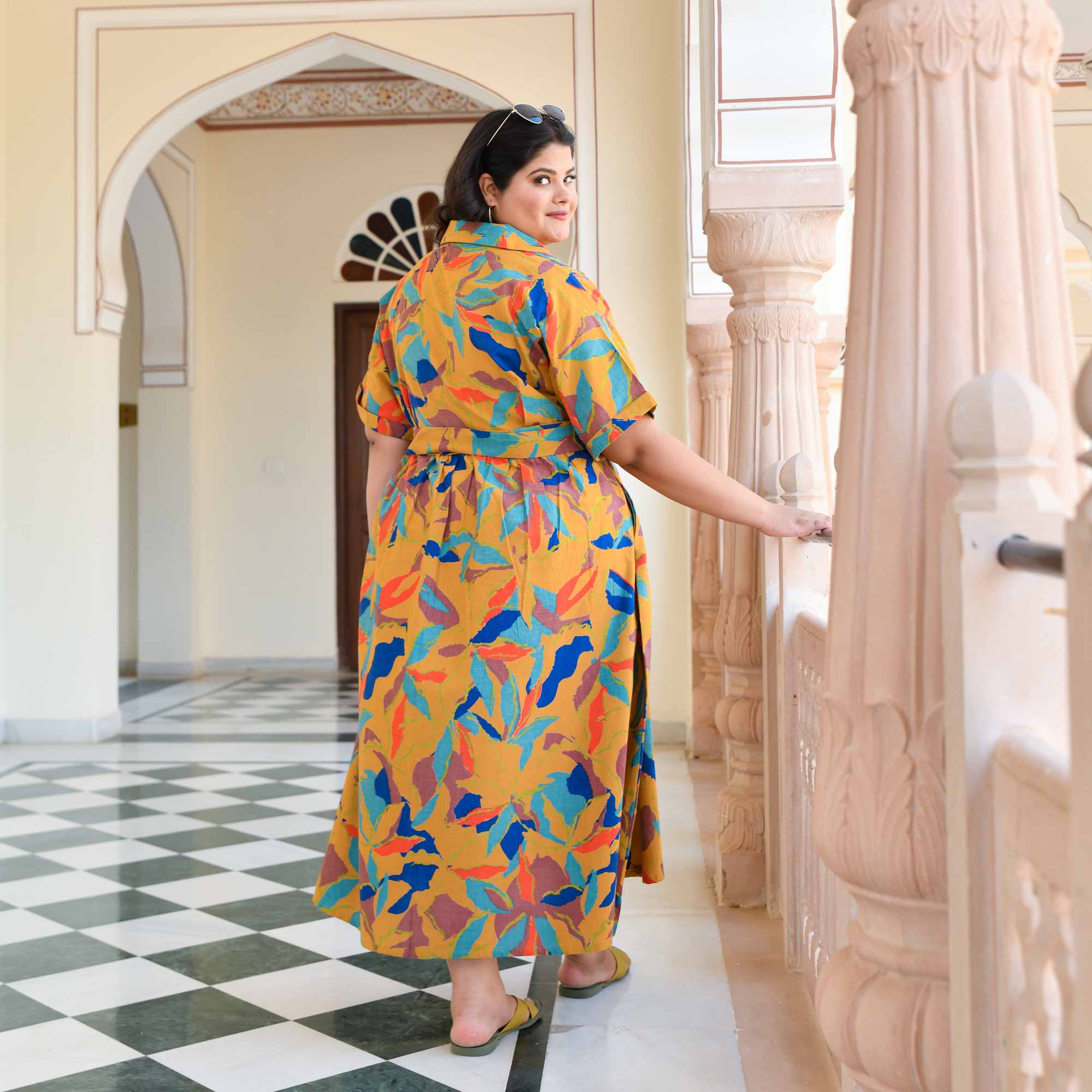 Pina Colada Tropical print Cotton Dress