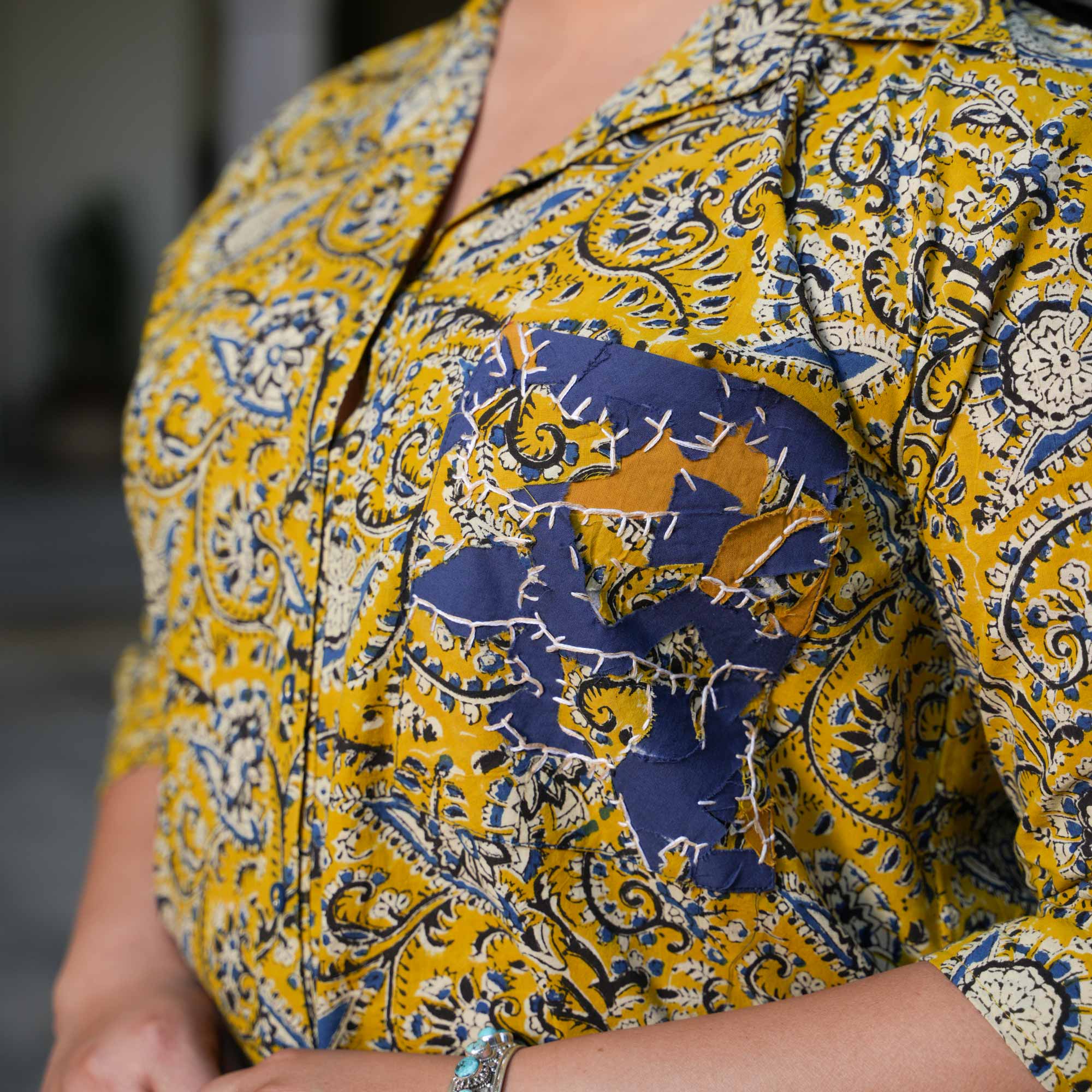 Butterscotch Beauty Floral Handblock Printed Cotton Shirt