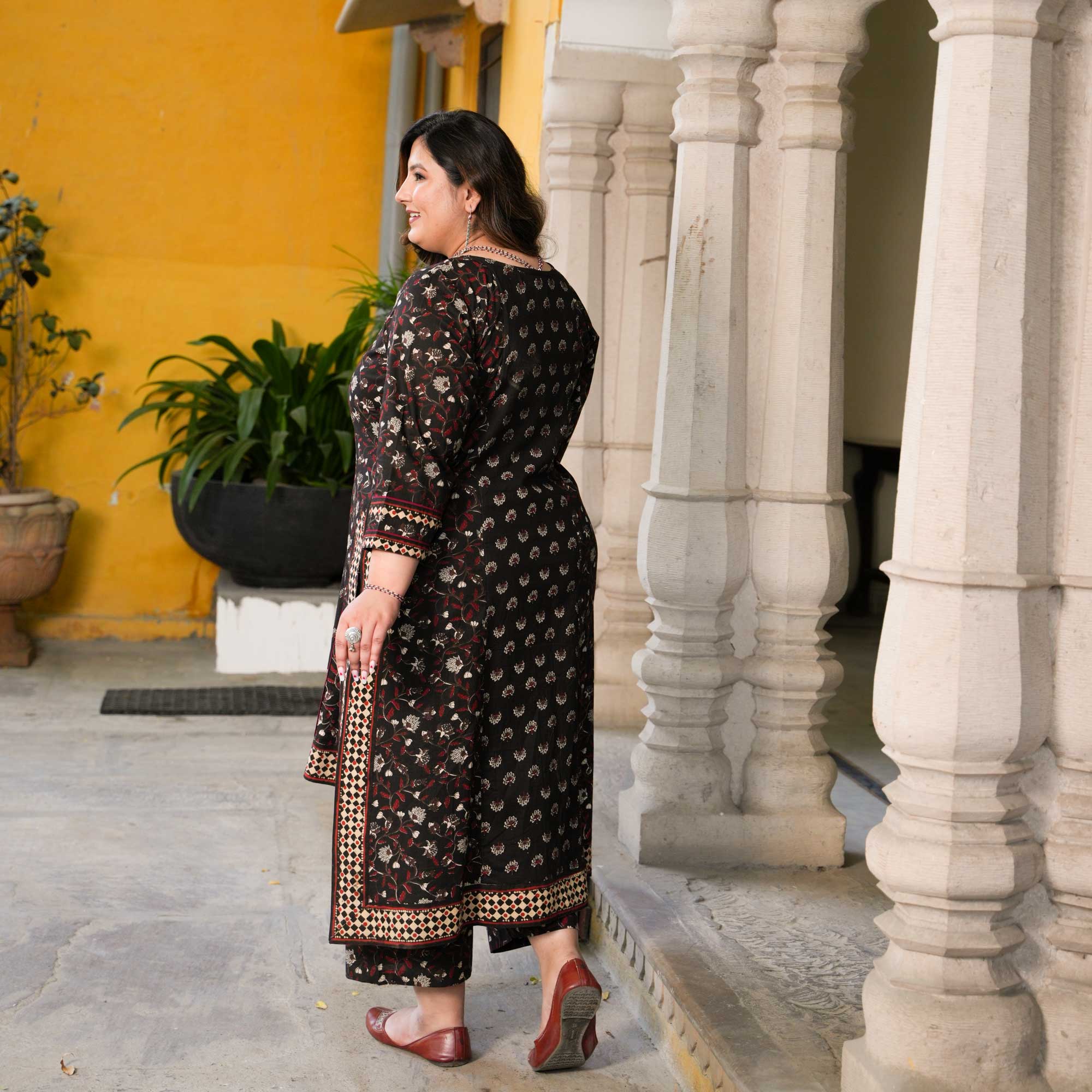 Black & Maroon Bouquet Floral Co-Ord Set