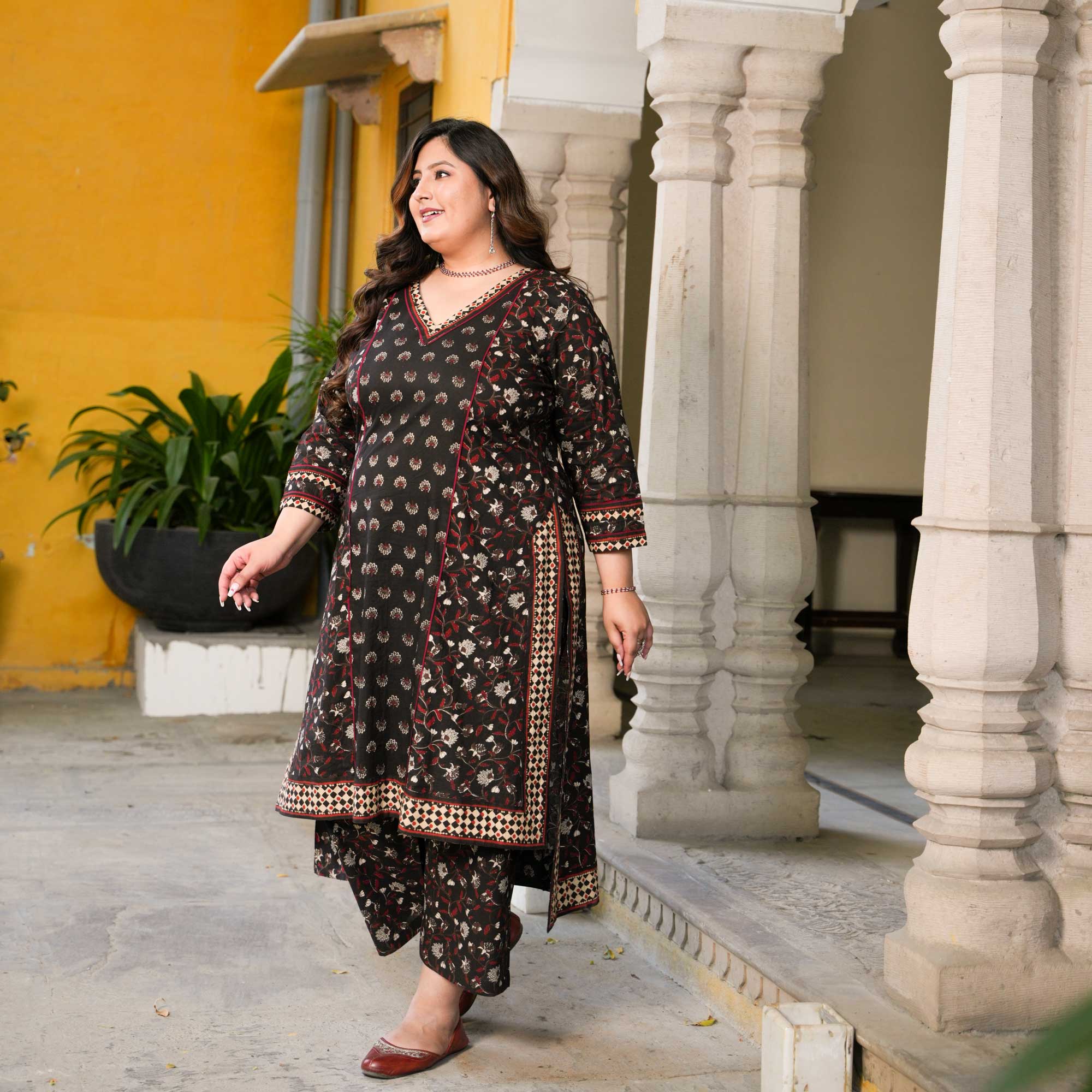 Black & Maroon Bouquet Floral Co-Ord Set