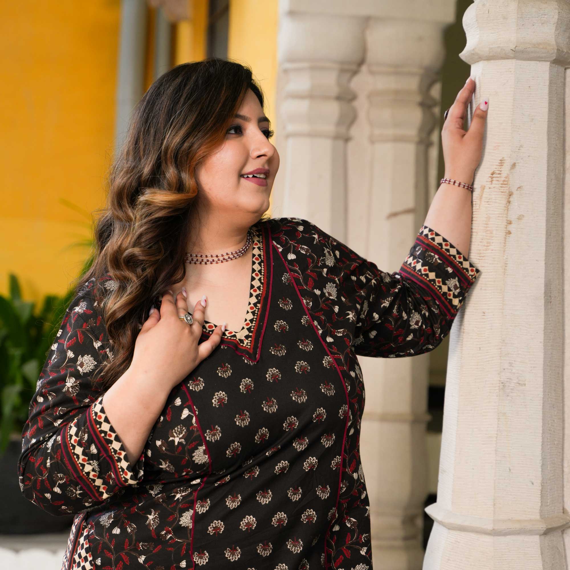 Black & Maroon Bouquet Floral Co-Ord Set