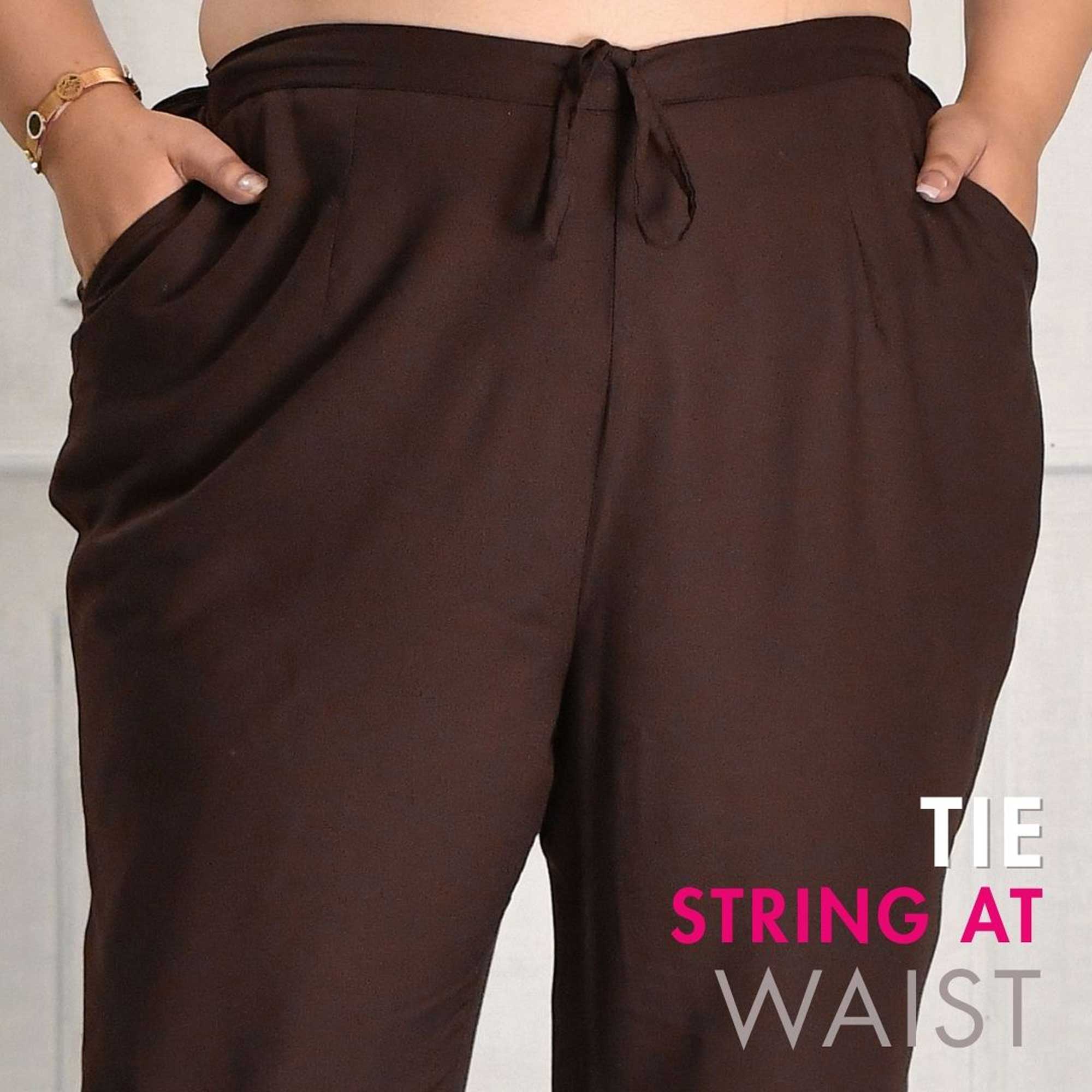 Plus Size Narrow Fit Pants Combo 3 (White, Peach, Coffee)
