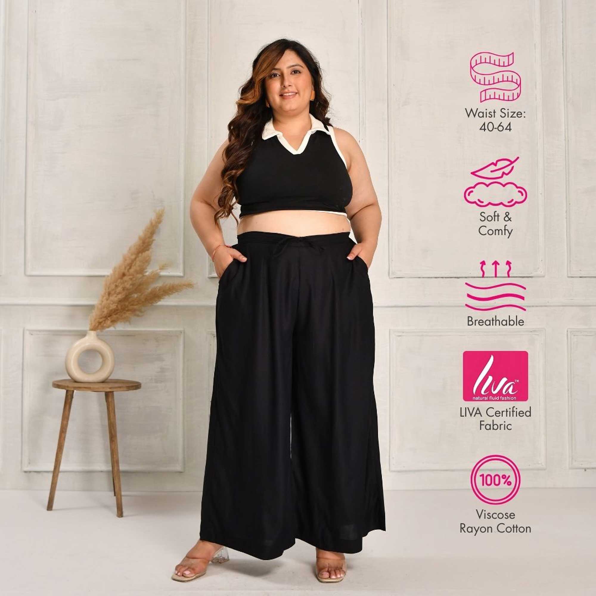 Plus Size Wide Leg Pants Combo 6 (Black, Beige, White)