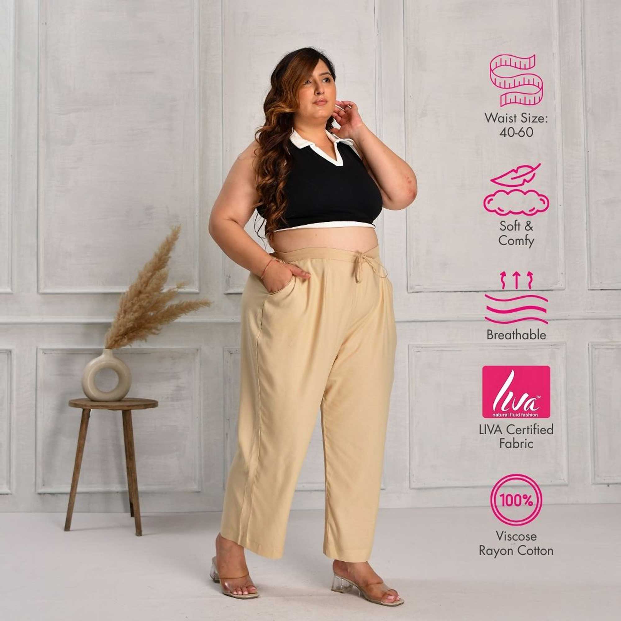 Plus Size Narrow Fit Pants Combo 1 (Black, Beige, White)