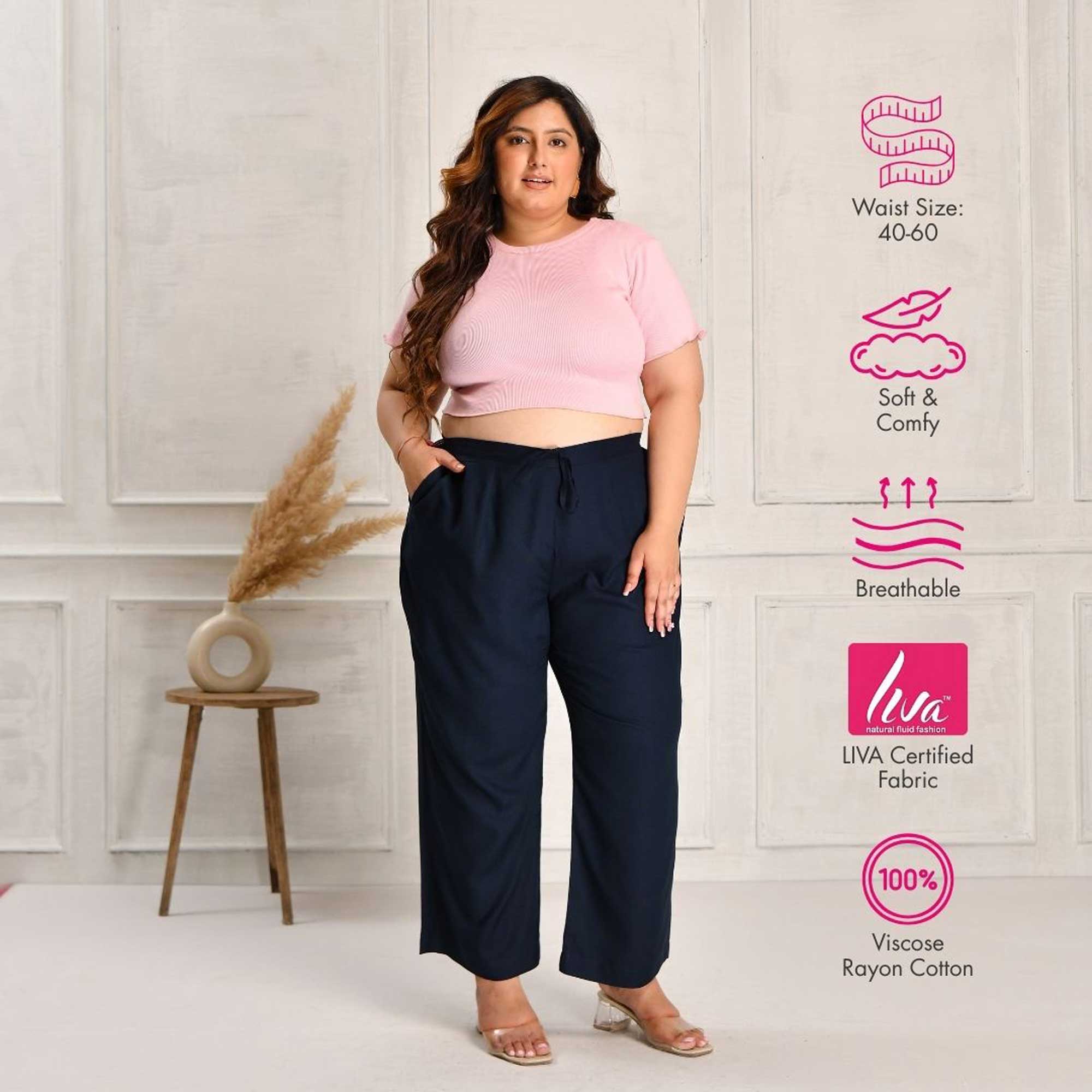 Plus Size Narrow Fit Pants Combo 2 (Navy Blue, Bottle Green, Maroon)