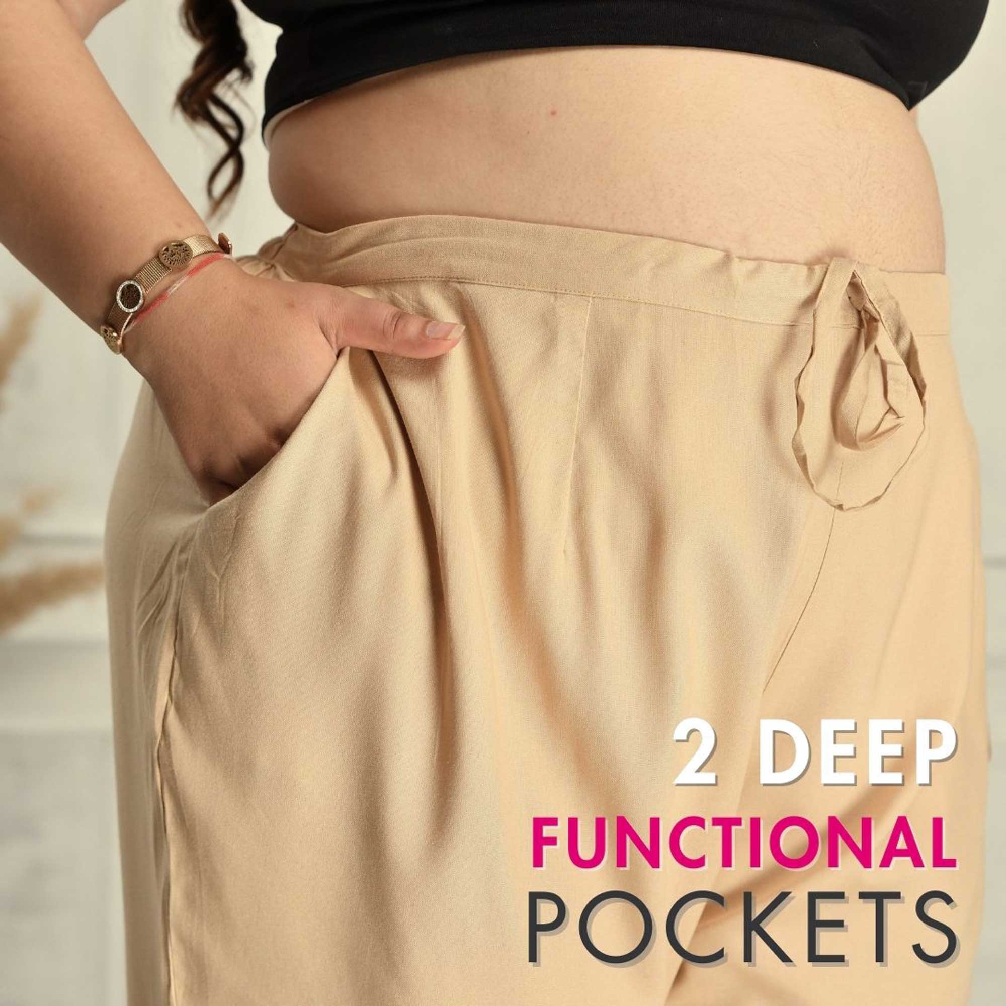Plus Size Narrow Fit Pants Combo 1 (Black, Beige, White)