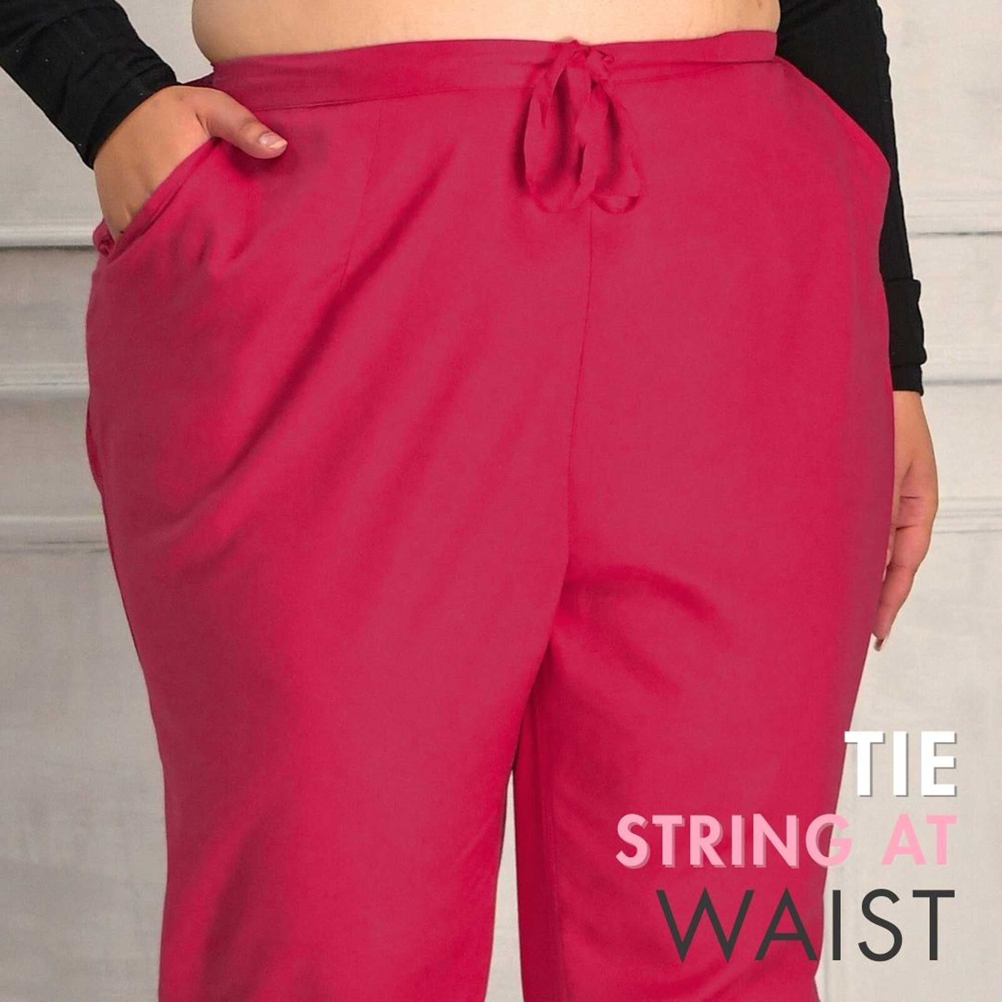 Plus Size Narrow Fit Pants Combo 4 (Rani Pink, Bottle Green, Mustard)