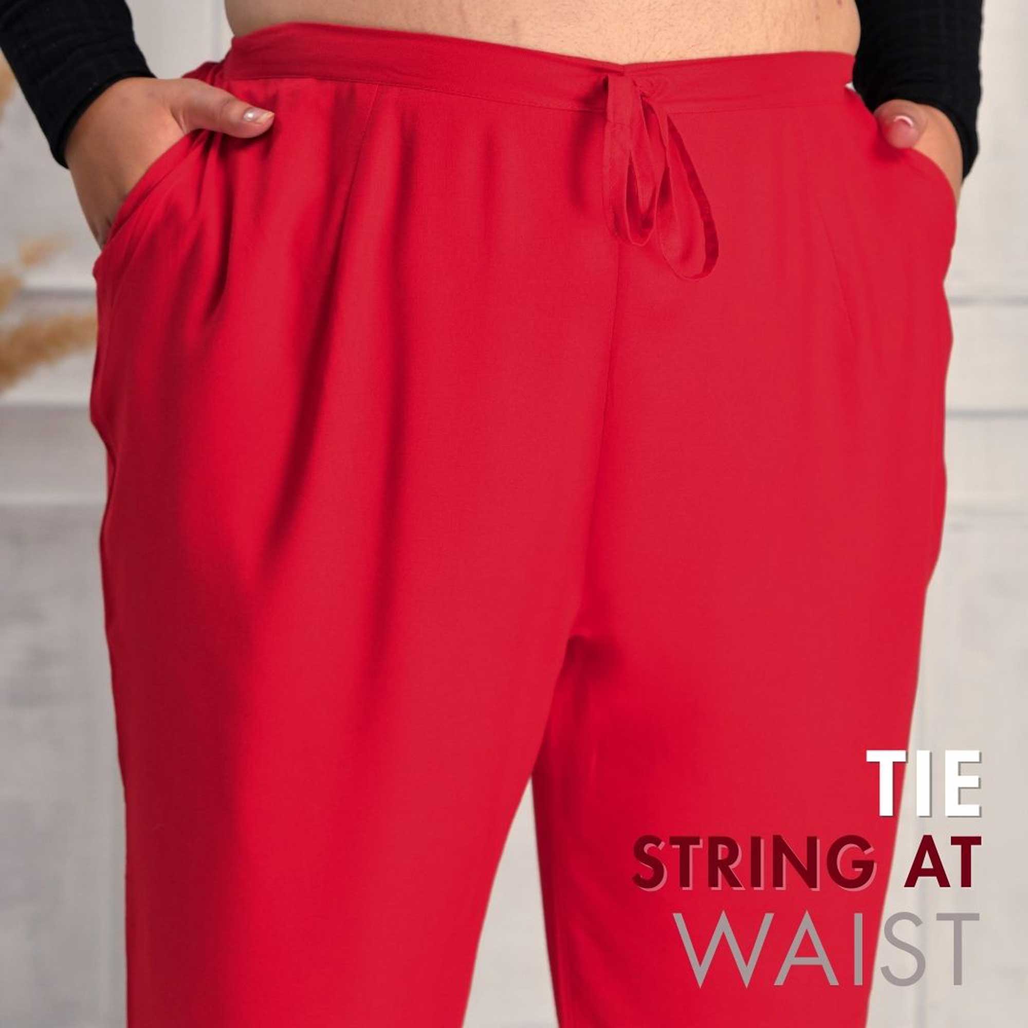 Plus Size Narrow Fit Pants Combo 5 (Prussian Blue, Red, Beige)