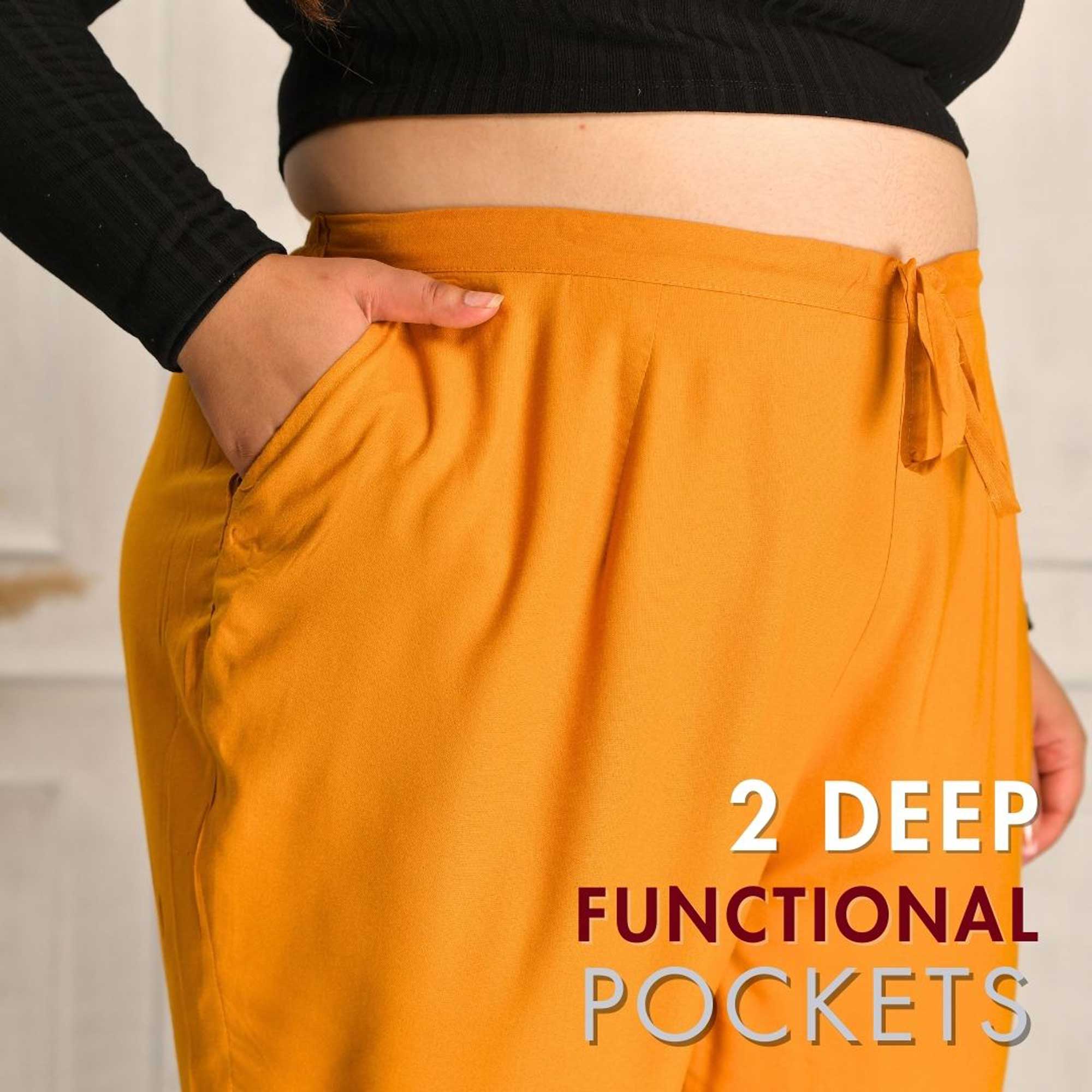 Plus Size Narrow Fit Pants Combo 4 (Rani Pink, Bottle Green, Mustard)