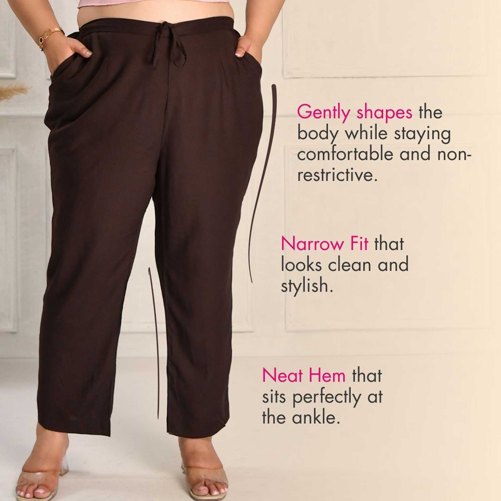 Plus Size Narrow Fit Pants Combo 3 (White, Peach, Coffee)