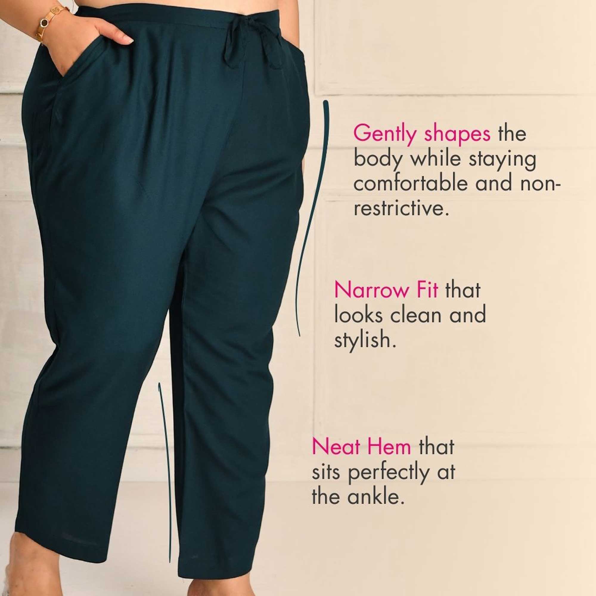 Plus Size Narrow Fit Pants Combo 5 (Prussian Blue, Red, Beige)