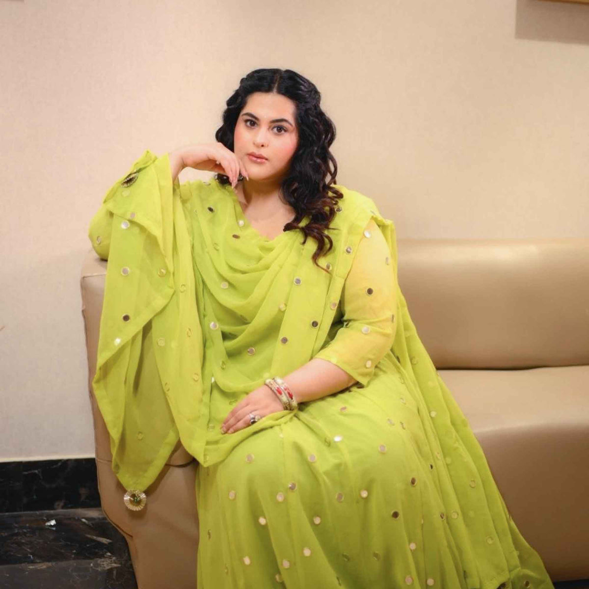 Citrus Radiance Georgette Embroidered Anarkali Set