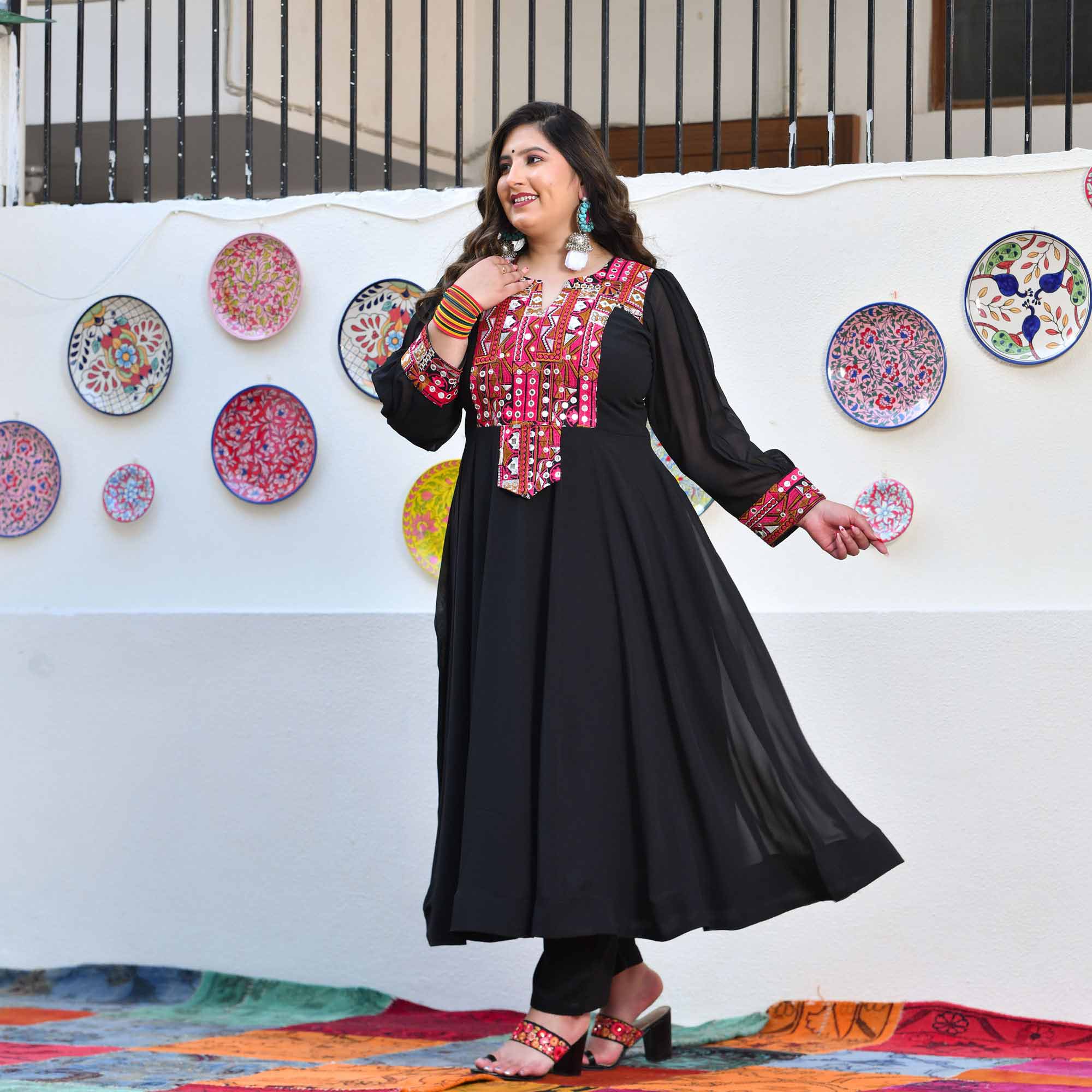 Ravishing Black Kutch Embroidered Anarkali