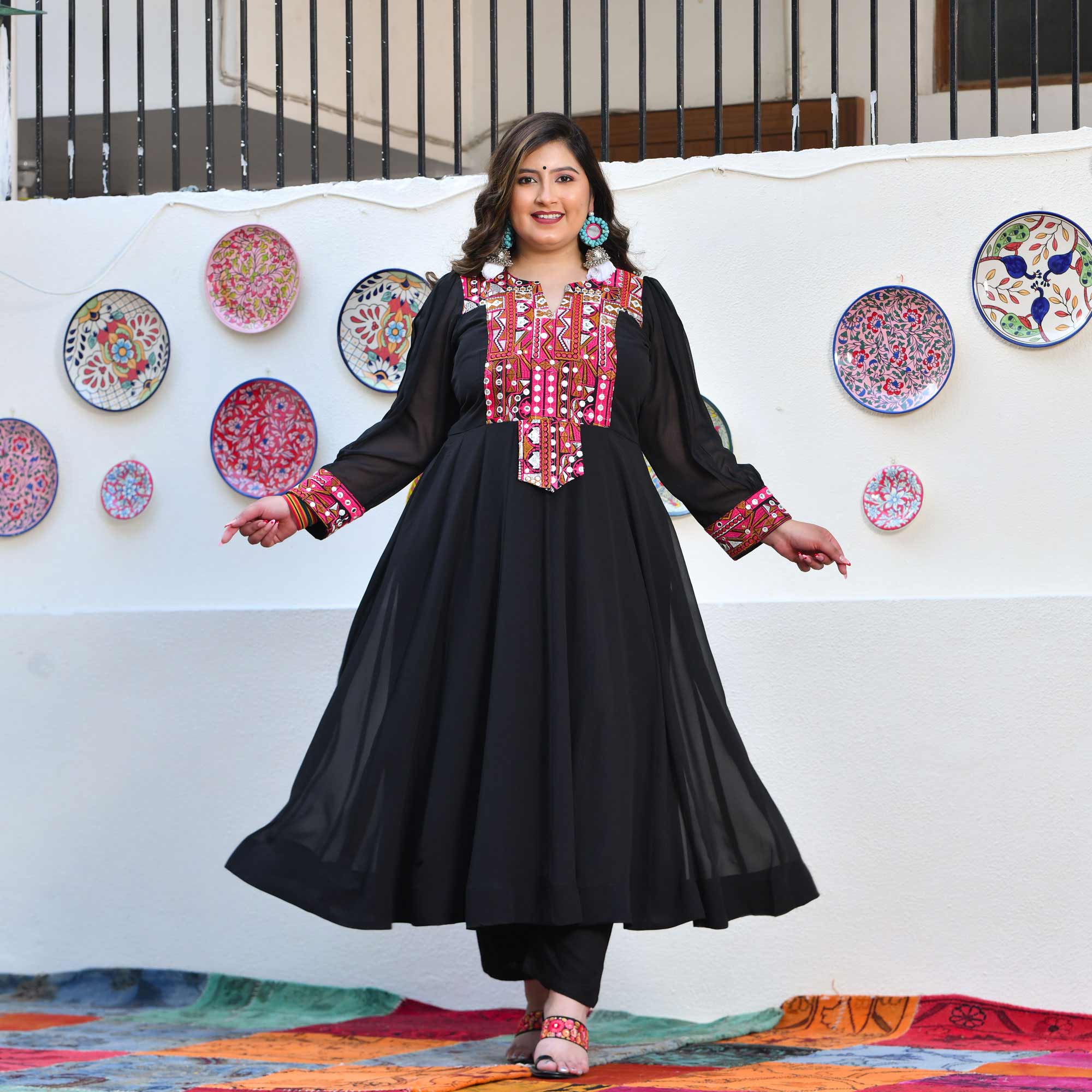 Ravishing Black Kutch Embroidered Anarkali