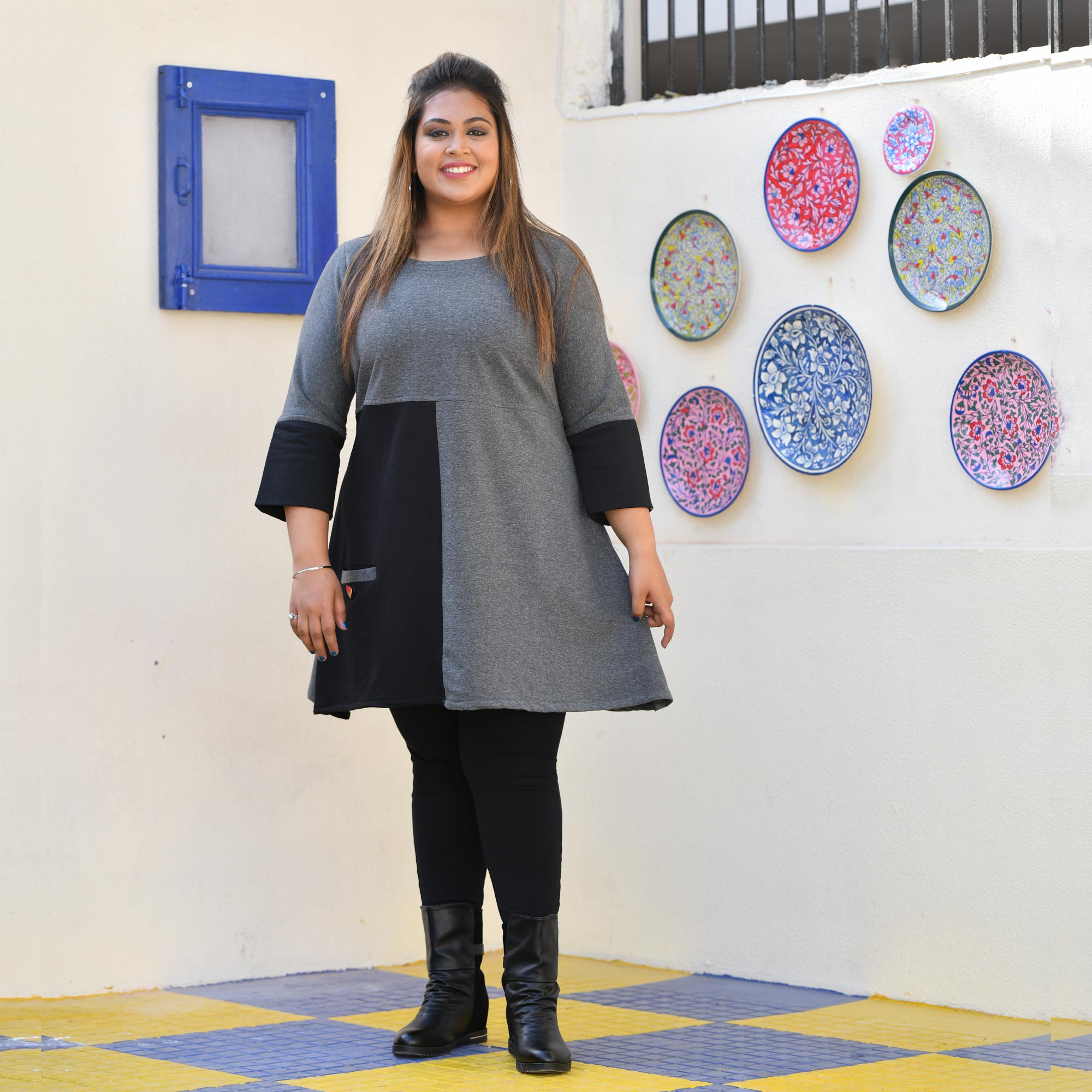 Shuttle Grey Little Heart Aline Woollen Top