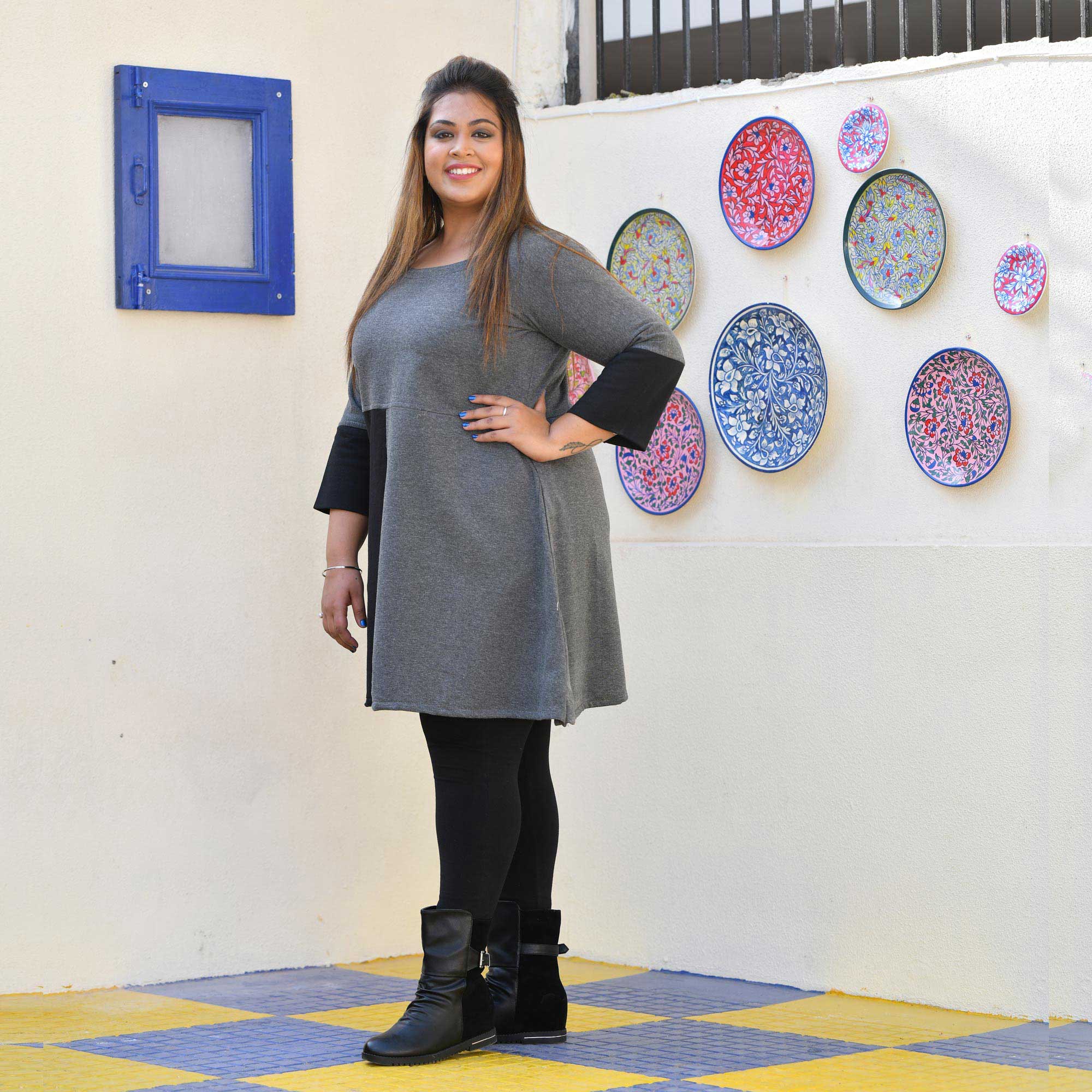 Shuttle Grey Little Heart Aline Woollen Top