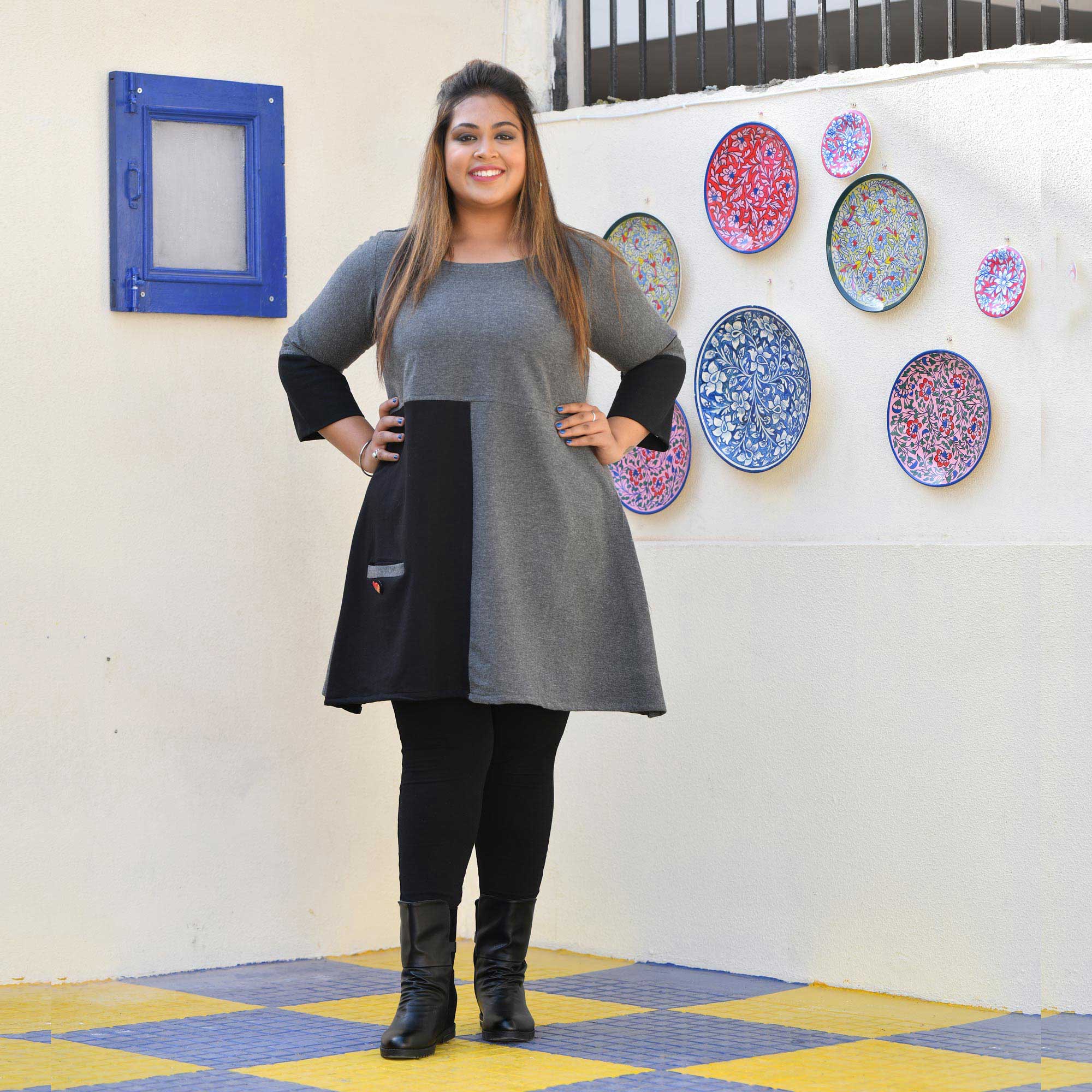 Shuttle Grey Little Heart Aline Woollen Top