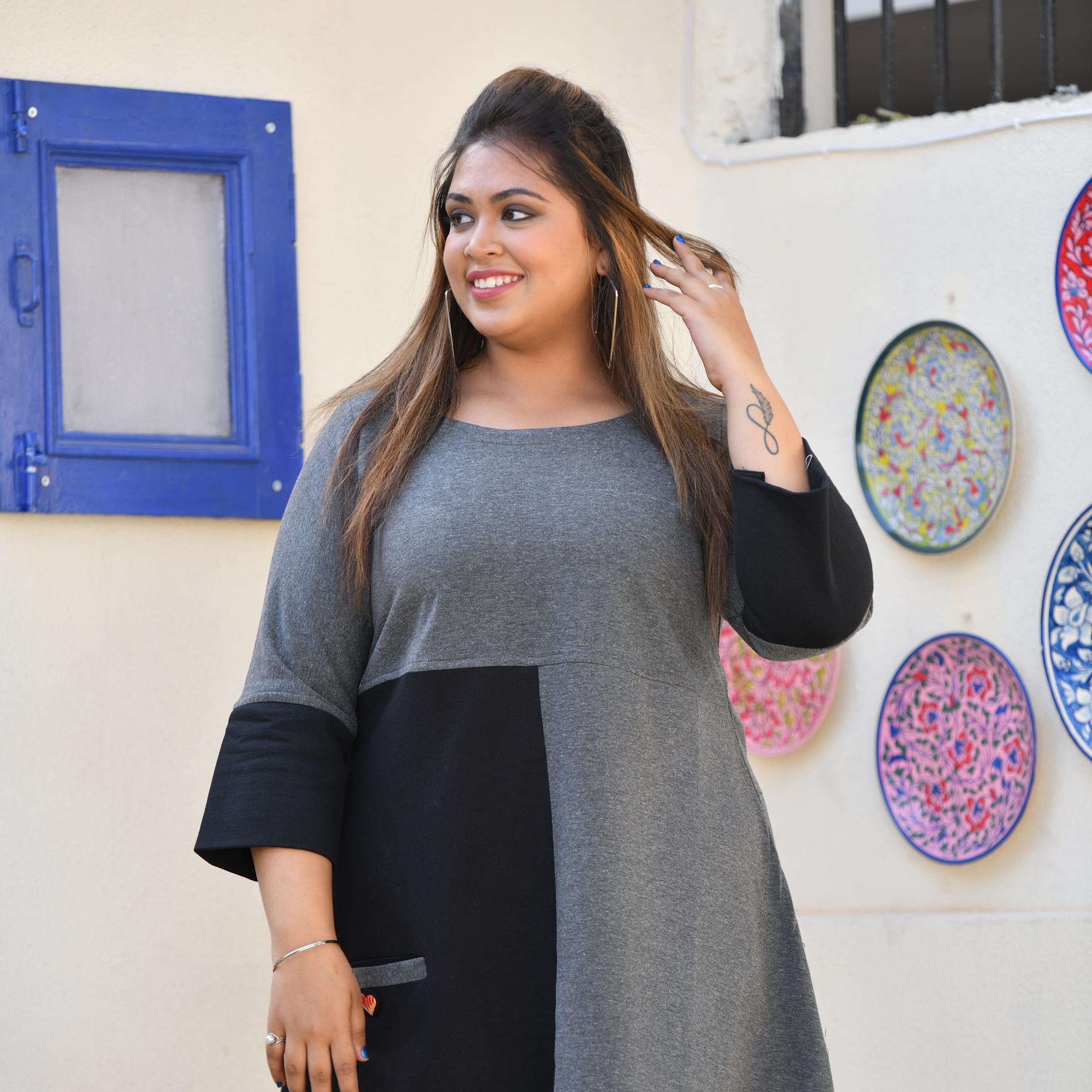 Shuttle Grey Little Heart Aline Woollen Top