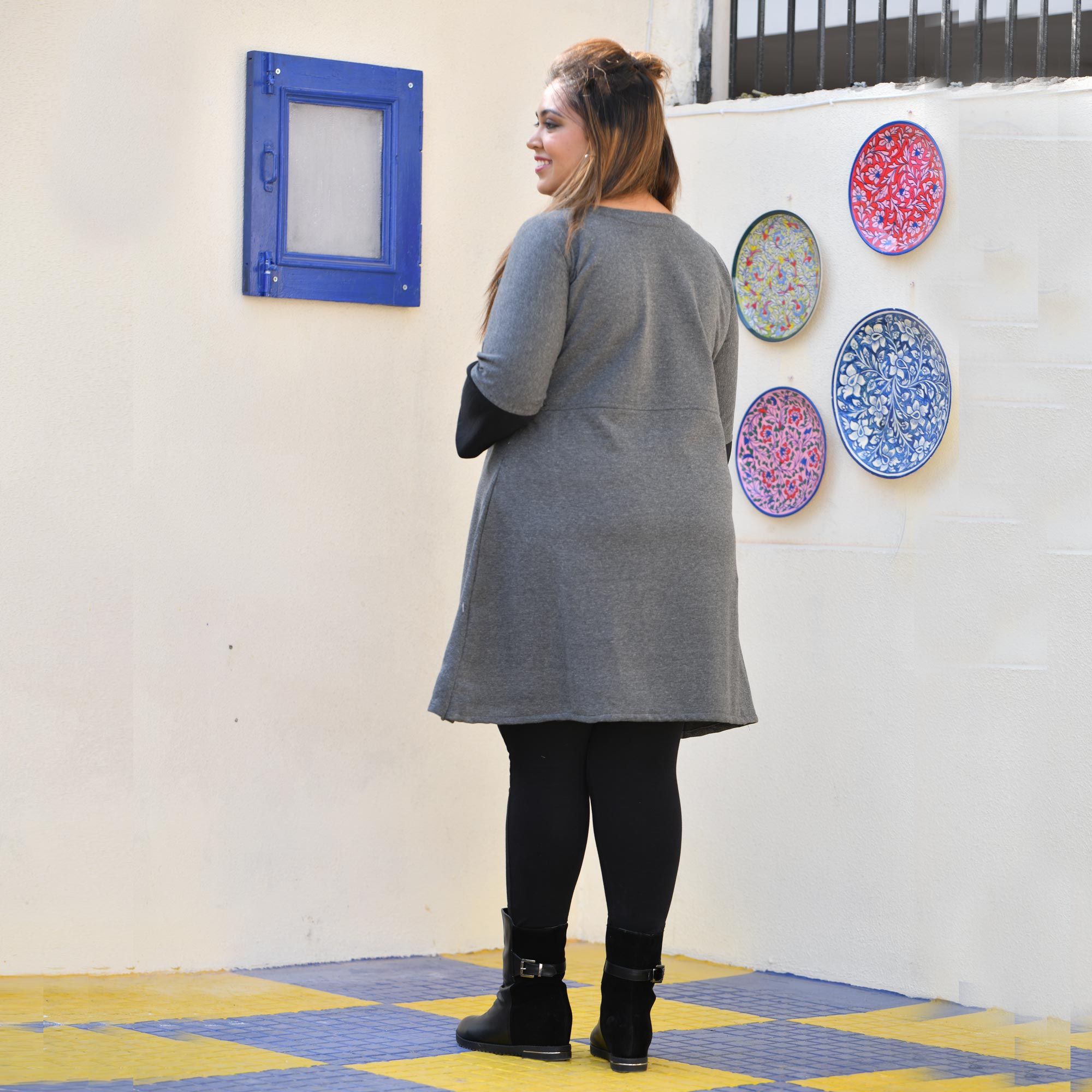 Shuttle Grey Little Heart Aline Woollen Top