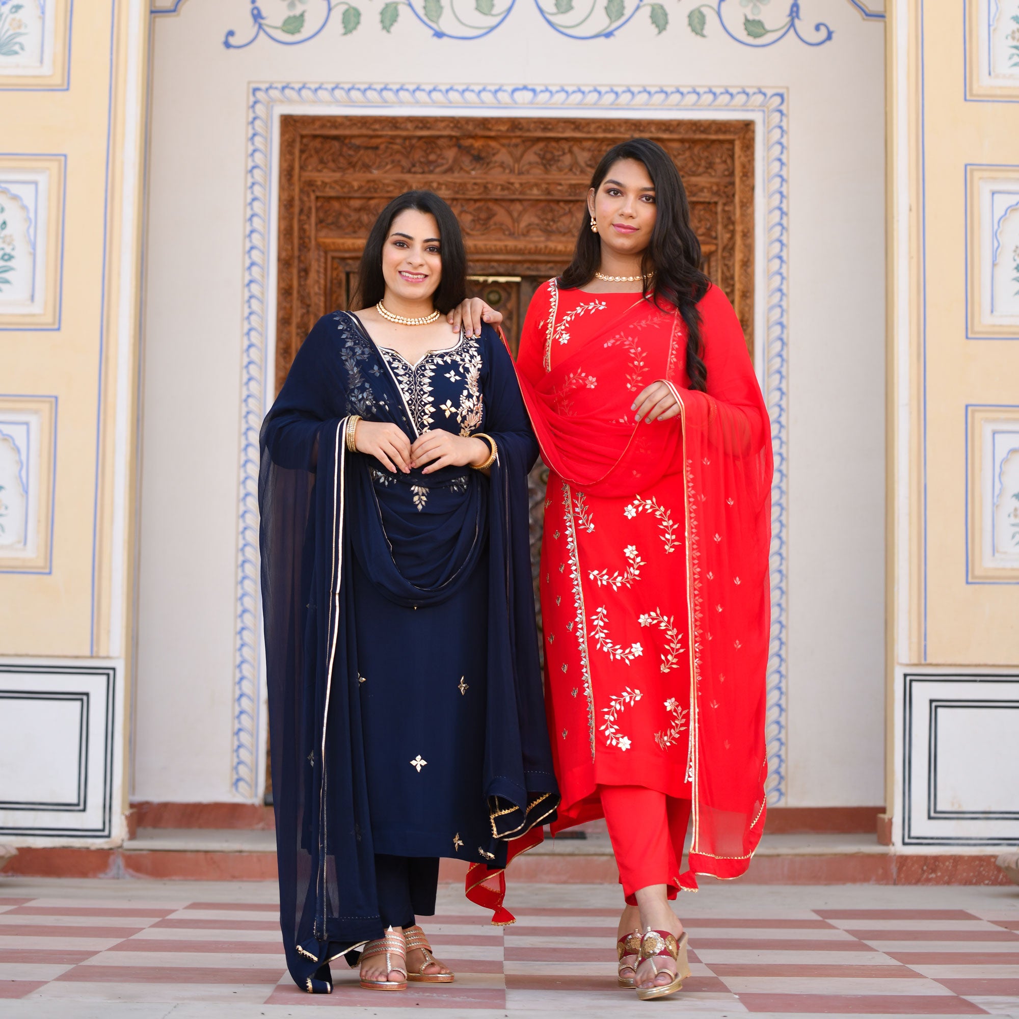 Mystical Blue Gota Patti Handwork Pure Georgette Suit Set