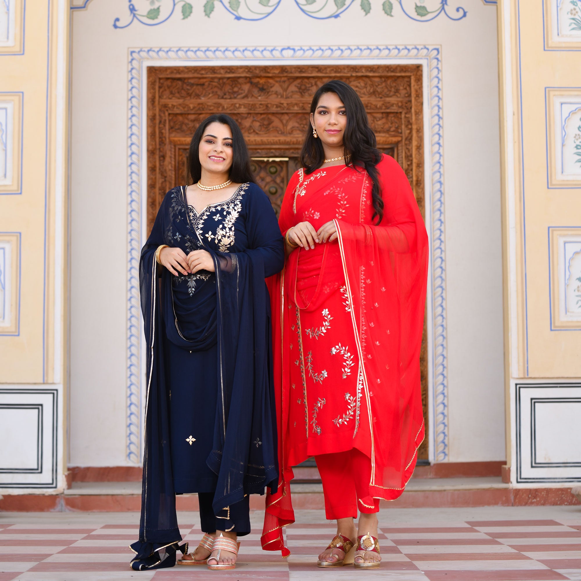 Mystical Blue Gota Patti Handwork Pure Georgette Suit Set