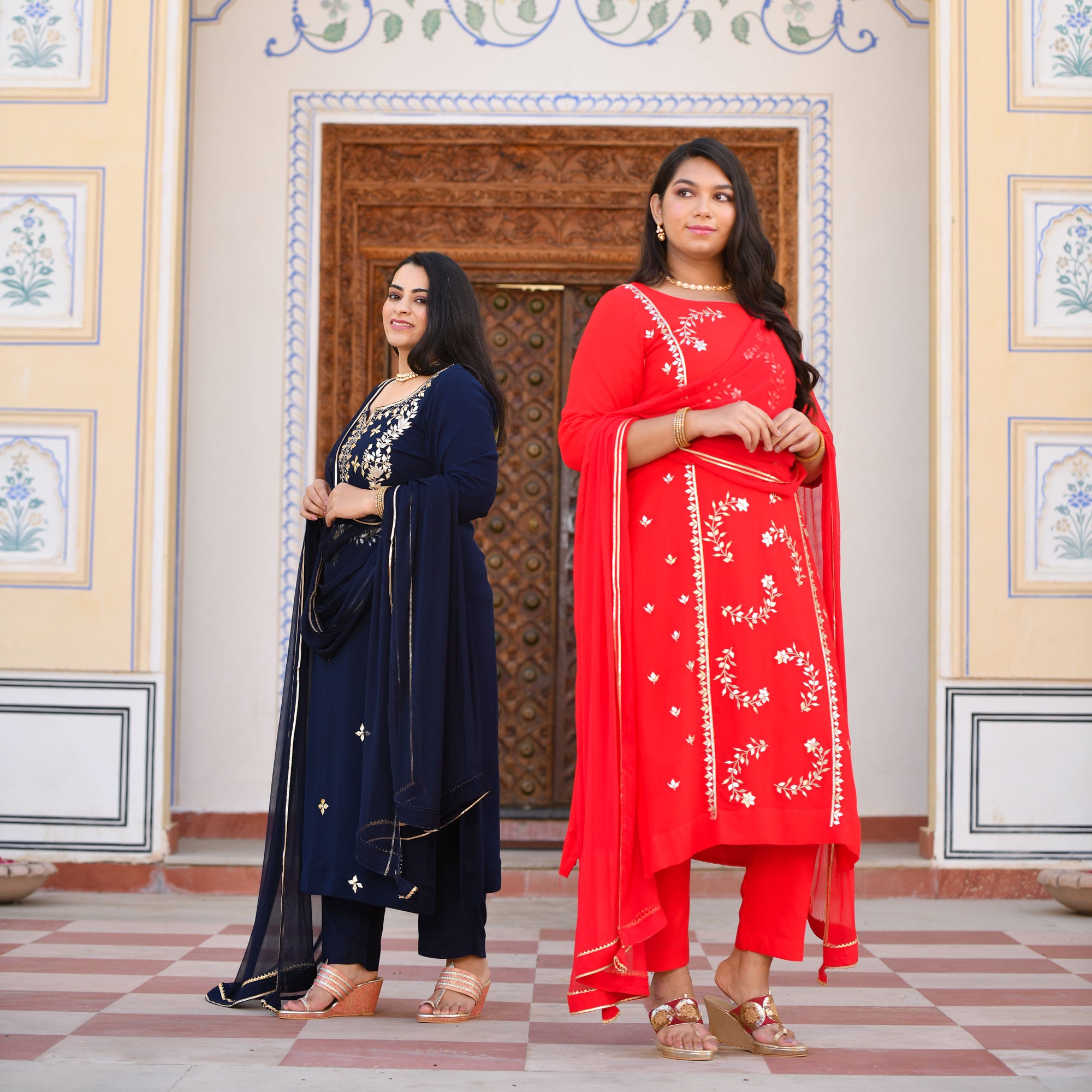Mystical Blue Gota Patti Handwork Pure Georgette Kurta