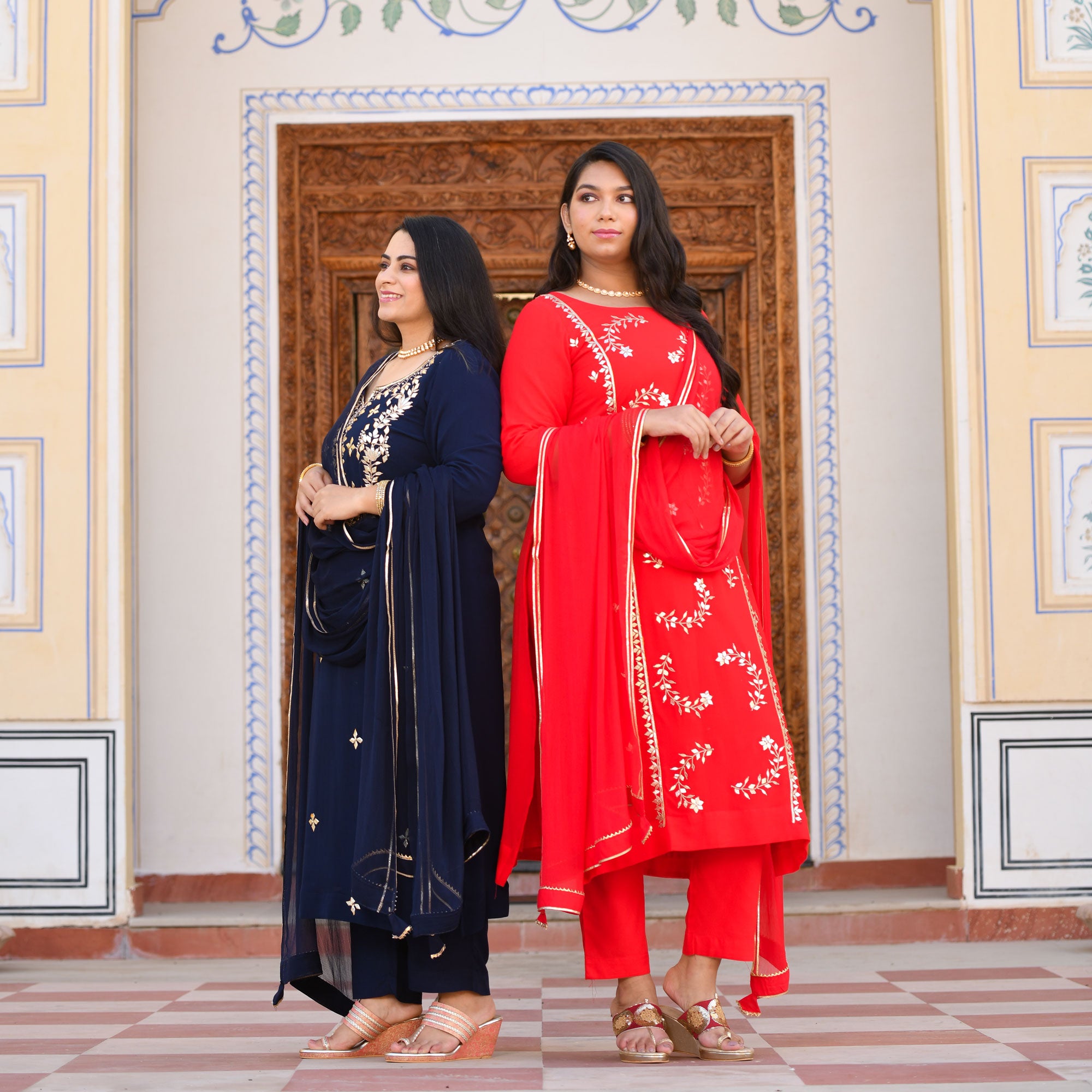 Mystical Blue Gota Patti Handwork Pure Georgette Suit Set