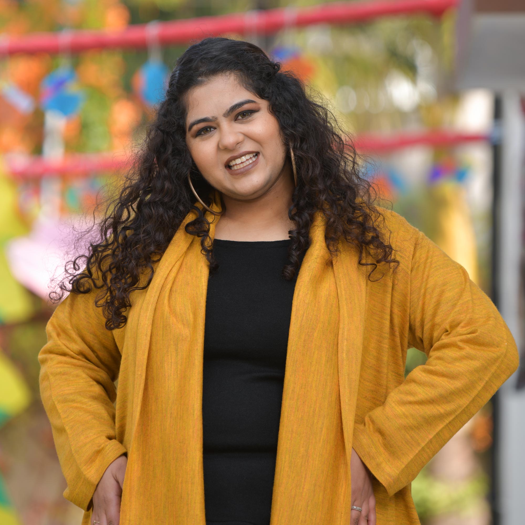 Woollen Sheen Gold Knitted Cape with Belt