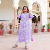 Periwinkle & Pearl Thread Embroidered Georgette Suit Set