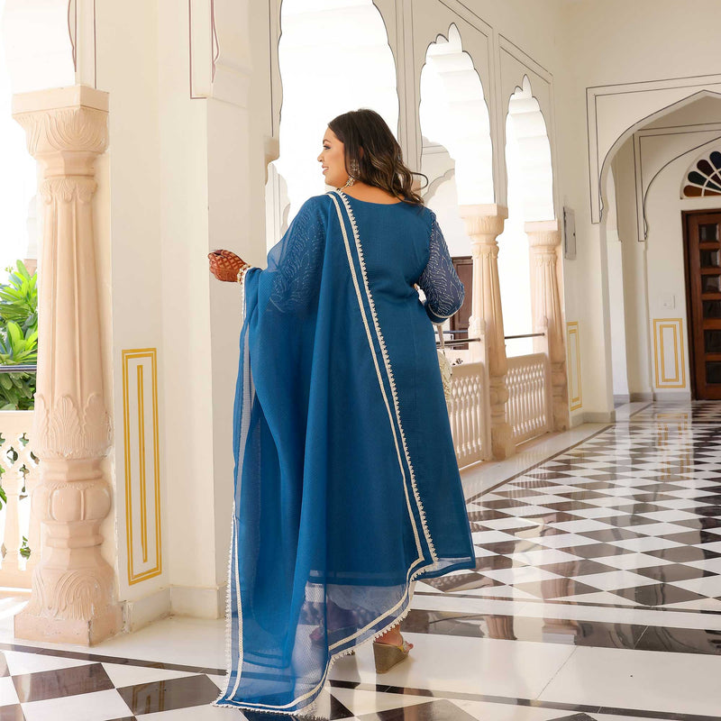 Neel Pankh Thread Embroidered Kota Silk Suit Set