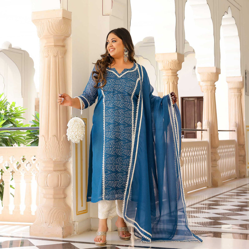 Neel Pankh Thread Embroidered Kota Silk Suit Set