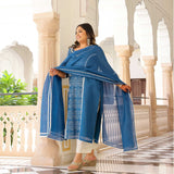Neel Pankh Thread Embroidered Kota Silk Suit Set