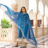 Neel Pankh Thread Embroidered Kota Silk Suit Set