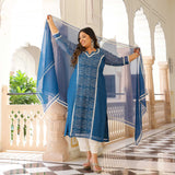 Neel Pankh Thread Embroidered Kota Silk Suit Set
