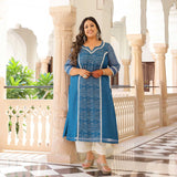 Neel Pankh Thread Embroidered Kota Silk Suit Set
