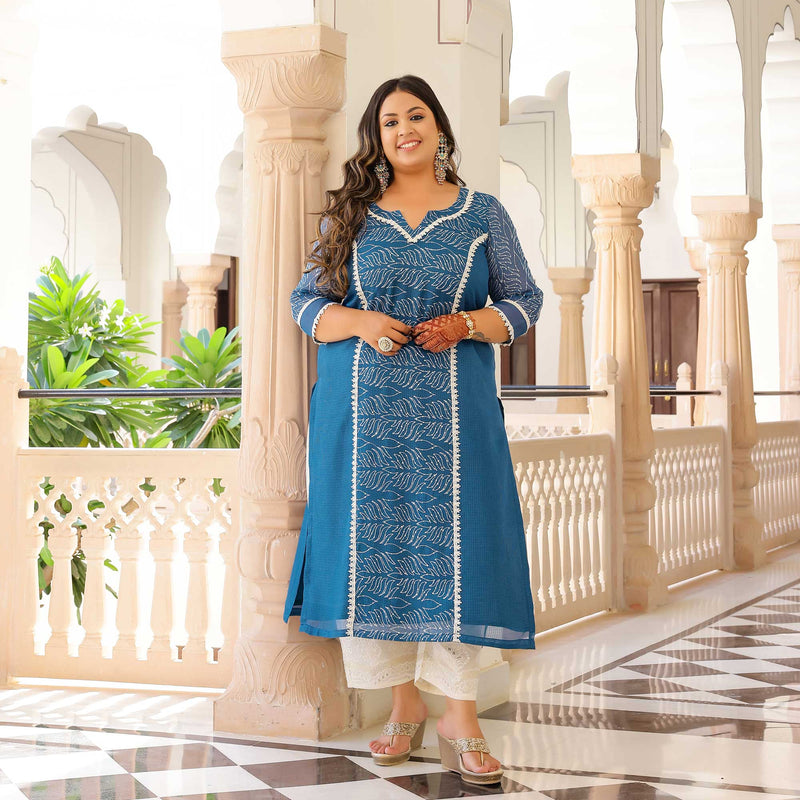 Neel Pankh Thread Embroidered Kota Silk Suit Set