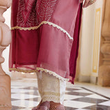 Rosemarry Pink Thread Embroidered Kota Silk Suit Set