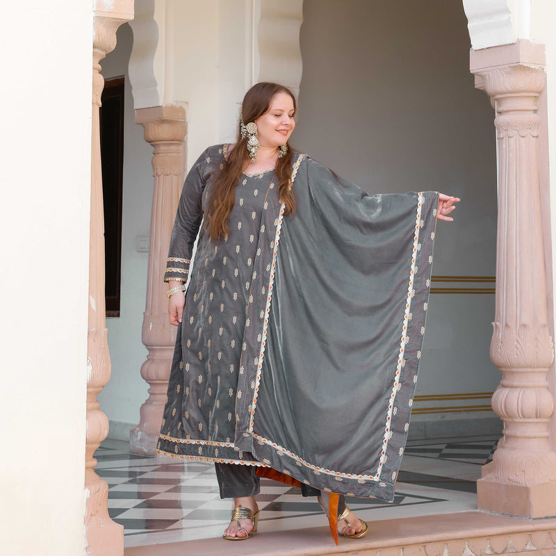 Smoky Whispers Velvet Sequin Kurta