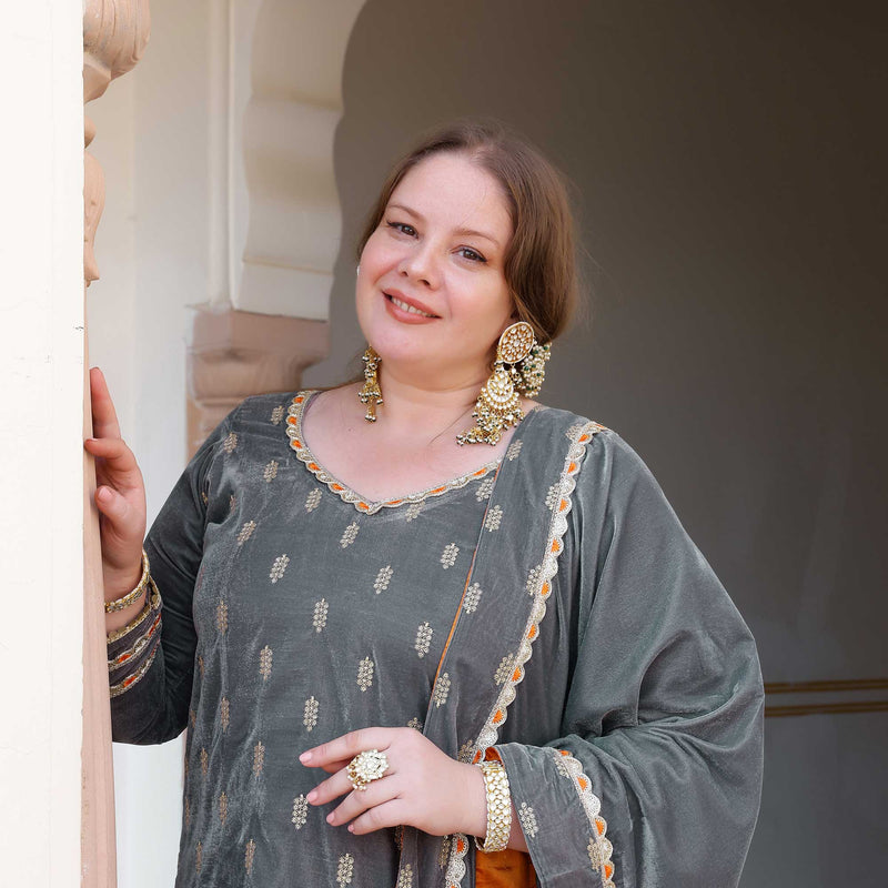 Smoky Whispers Velvet Sequin Kurta