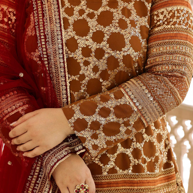 Autumn Amber Regal Sequin  Embroidered  Lehenga Set