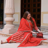 Radiant Red Gota Georgette Suit Set