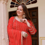 Radiant Red Gota Georgette Suit Set