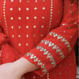 Radiant Red Gota Georgette Suit Set
